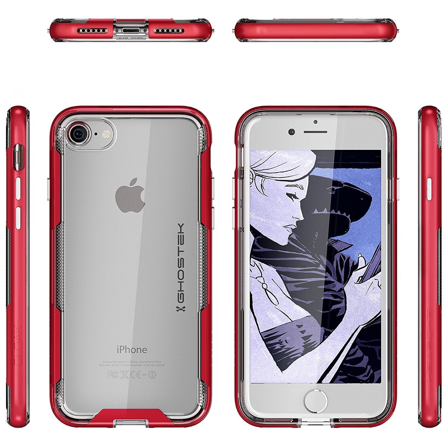 iPhone 8 Case, Ghostek Cloak 3 Series Case for iPhone 8 Case Clear Protective Case [RED] (Color in image: Pink)
