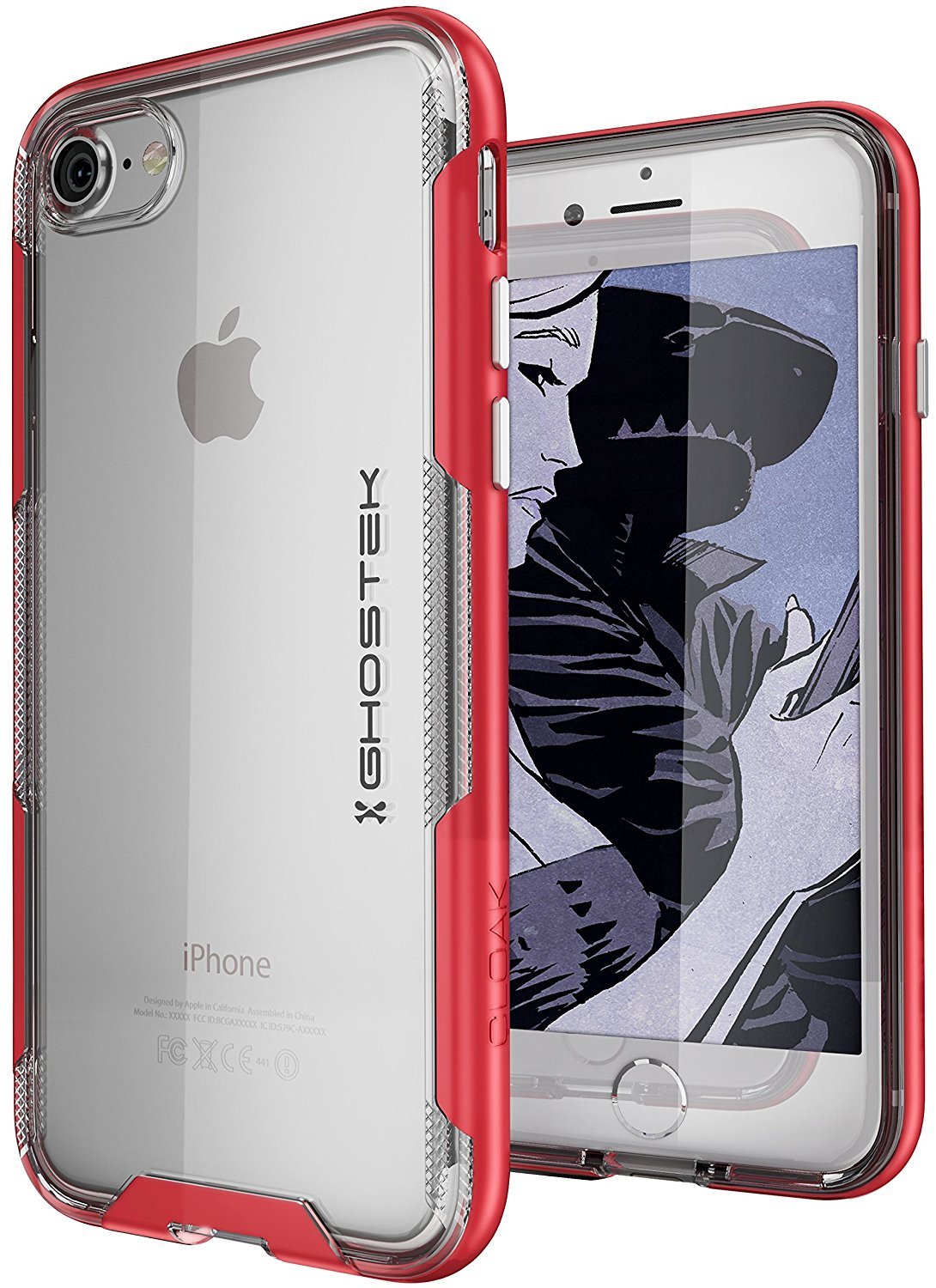 Capa para iPhone 8, Capa Ghostek Cloak 3 Series para iPhone 8 Capa Protetora Transparente [VERMELHA]
