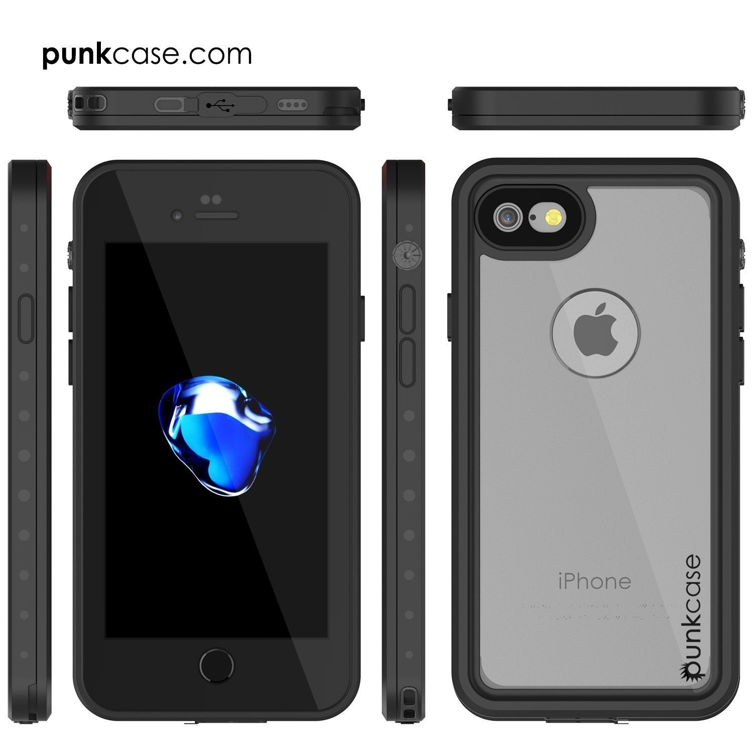 iPhone SE (4.7") Waterproof Case, Punkcase [Clear] [StudStar Series] [Slim Fit] [IP68 Certified][Dirtproof] [Snowproof] (Color in image: light blue)