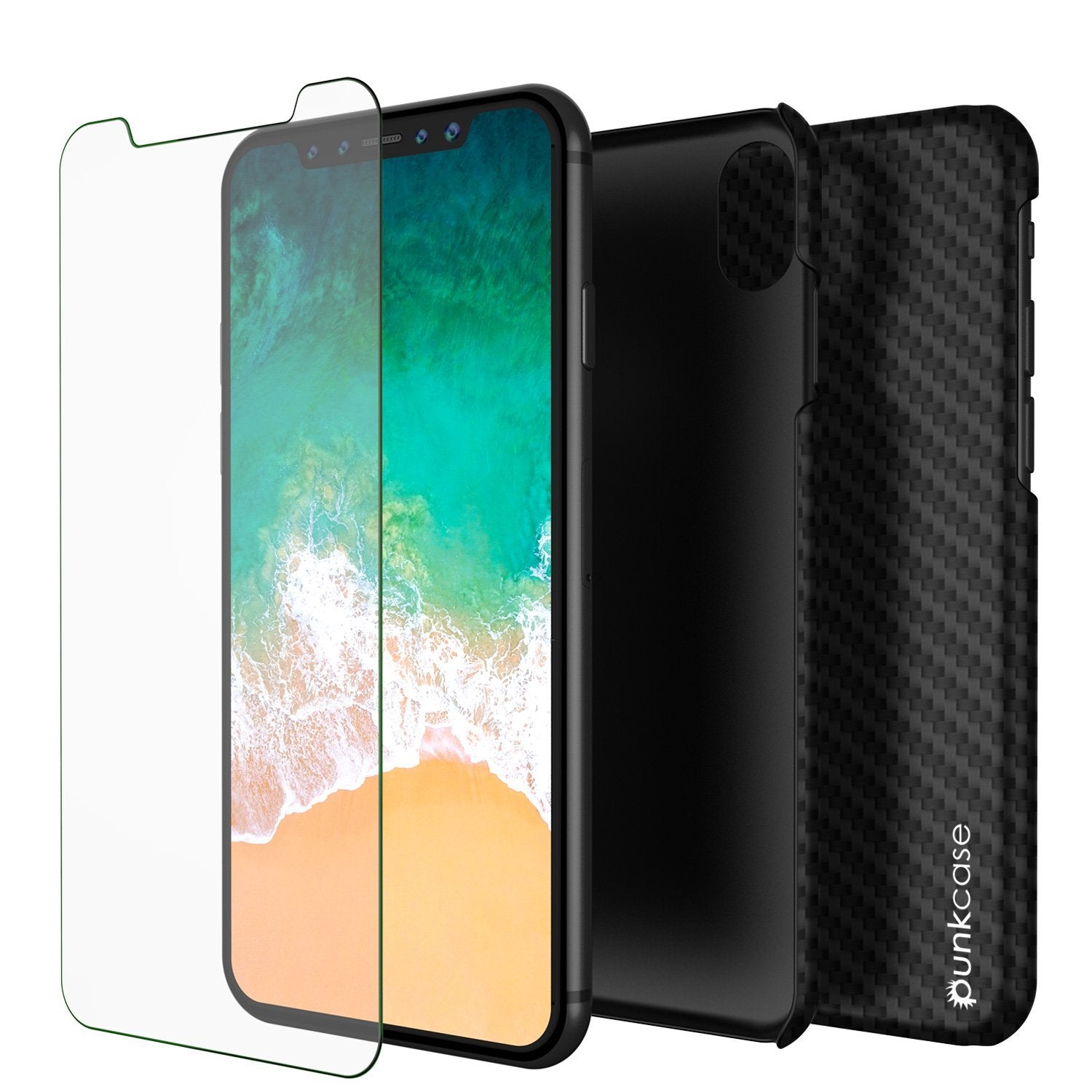 Capa para iPhone X, Punkcase CarbonShield, Resistente & Ultra Fina 2 Peças Camada Dupla [à prova de choque]