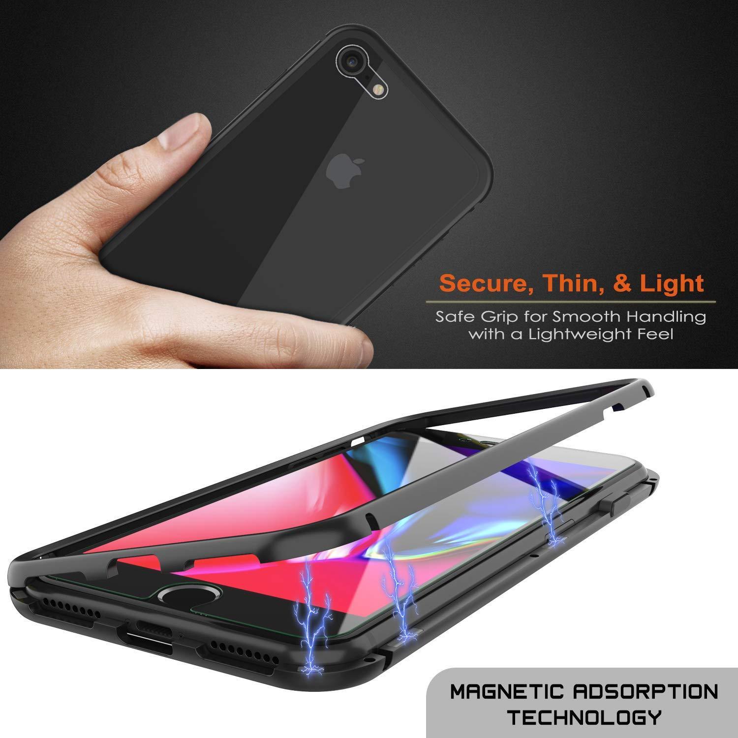 Capinha para iPhone 7, Punkcase Magnetix 2.0 de TPU protetora, com protetor de tela de vidro temperado [Preto]