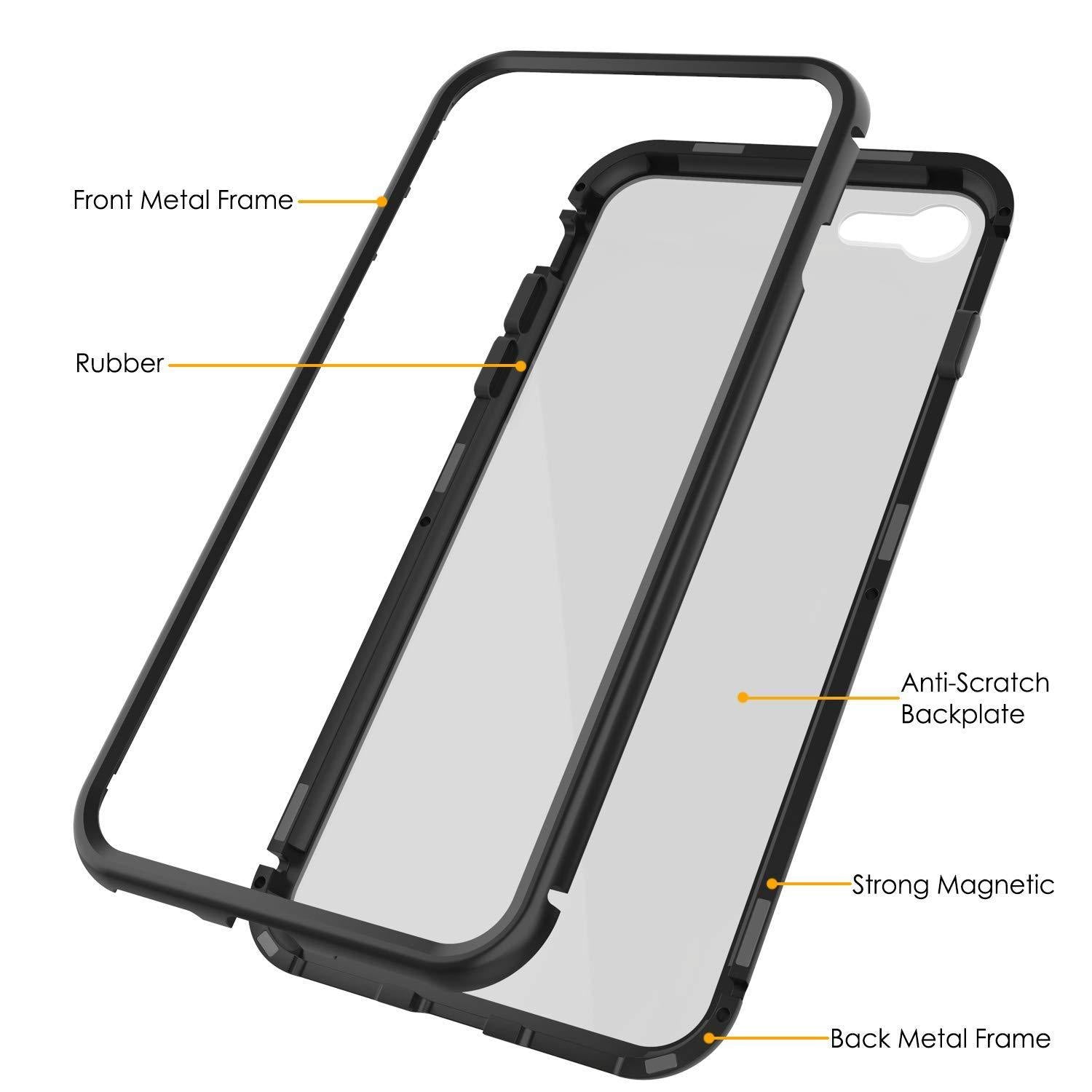 Capinha para iPhone 8, Punkcase Magnetix 2.0 de TPU protetora, com protetor de tela de vidro temperado [Preto]