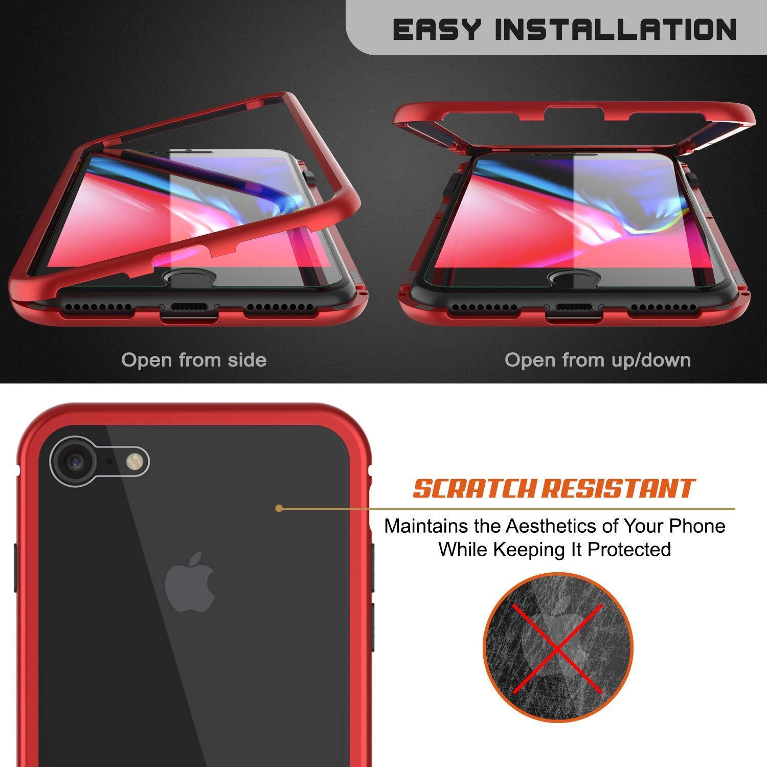 Capinha para iPhone 8, Punkcase Magnetix 2.0 de TPU protetora, com protetor de tela de vidro temperado [Vermelho]