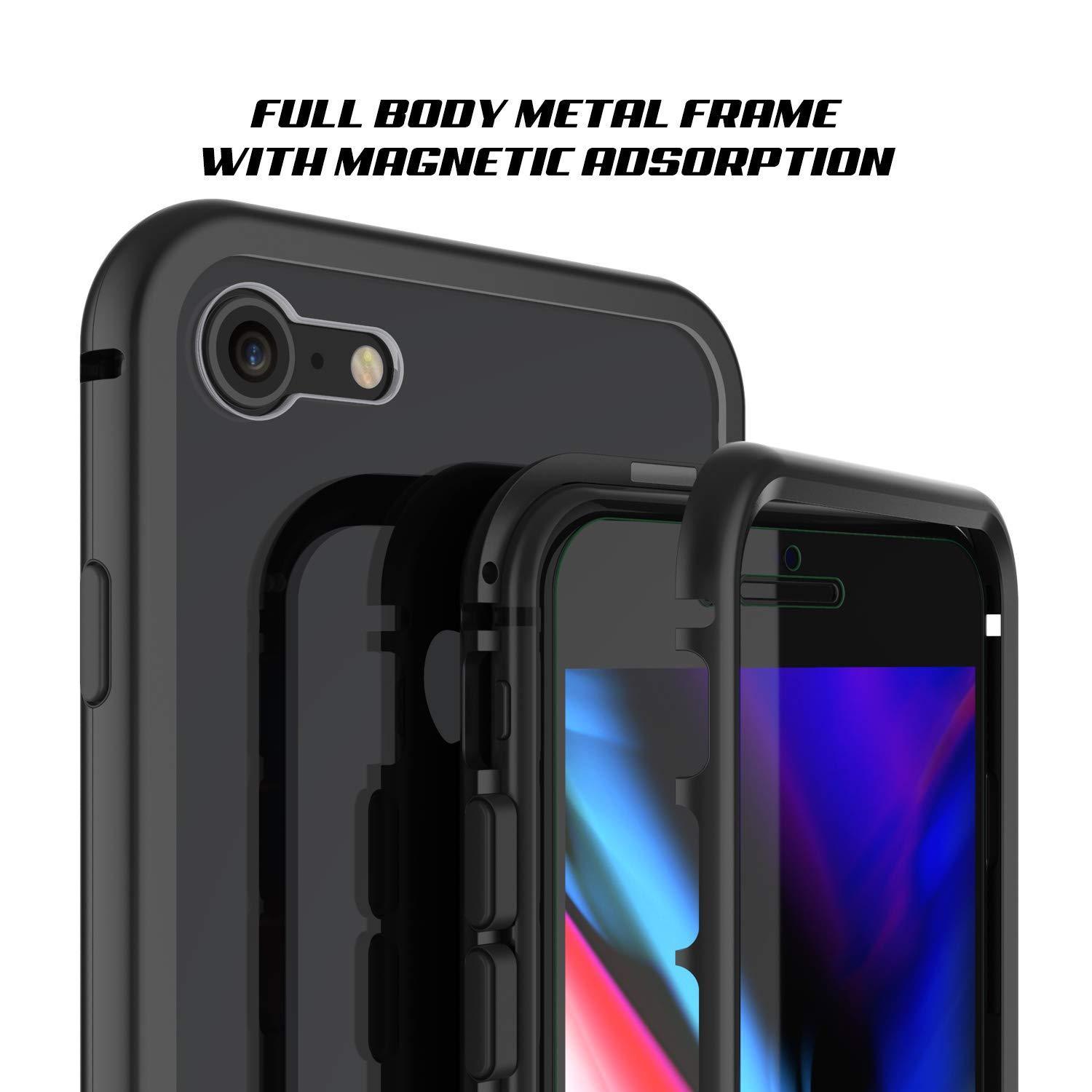 Capinha para iPhone 7, Punkcase Magnetix 2.0 de TPU protetora, com protetor de tela de vidro temperado [Preto]
