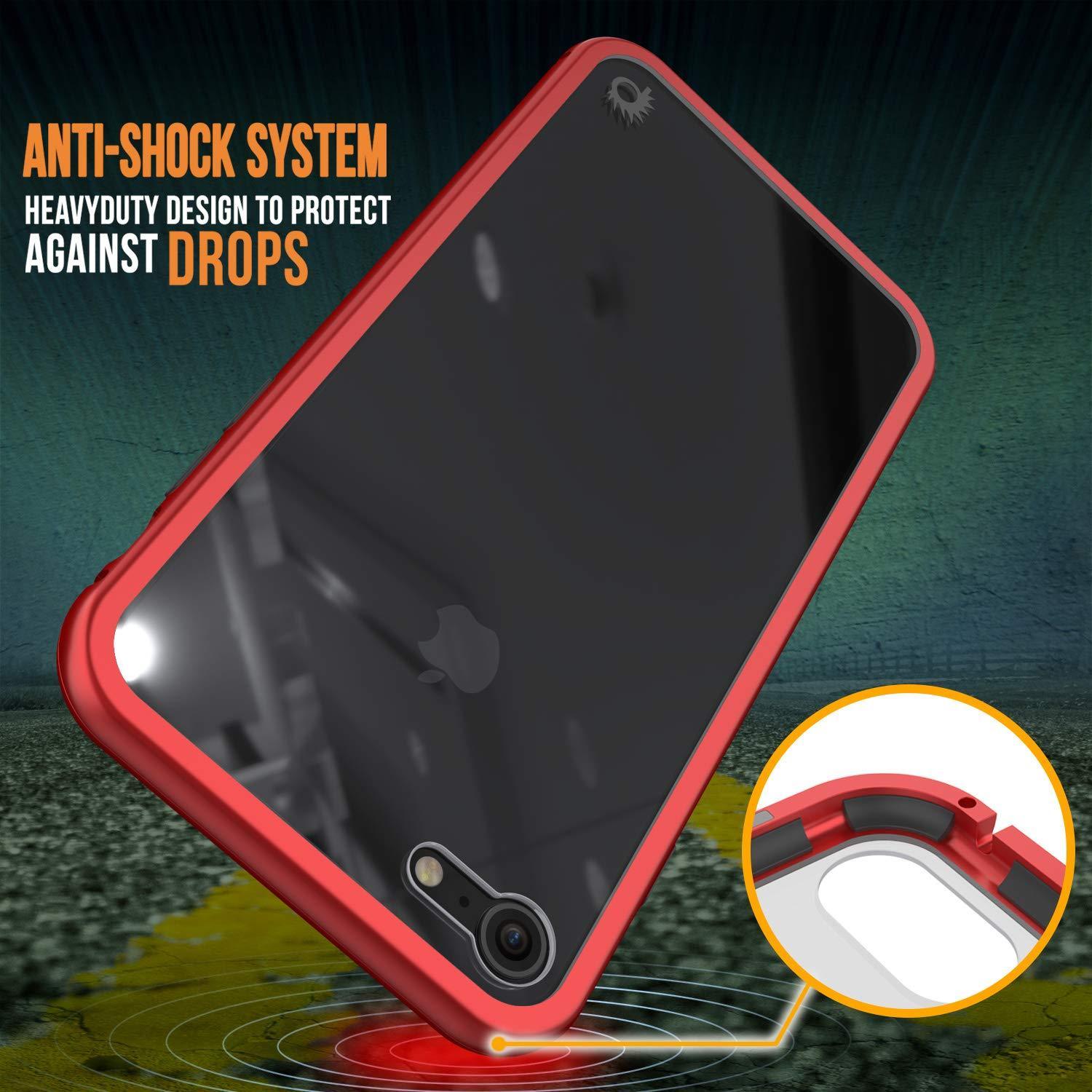 Capinha para iPhone 7, Punkcase Magnetix 2.0 de TPU protetora, com protetor de tela de vidro temperado [Vermelho]