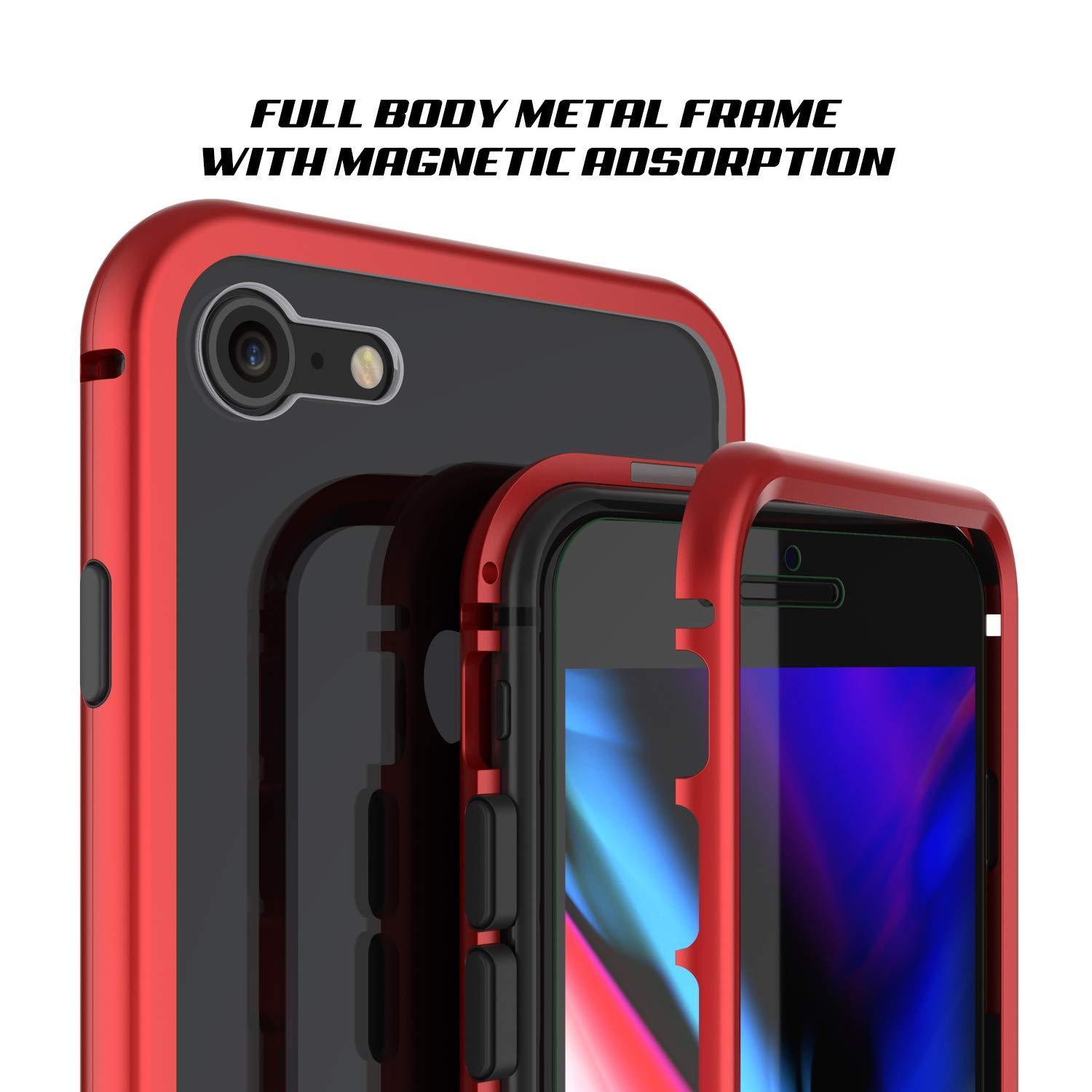 Capinha para iPhone 7, Punkcase Magnetix 2.0 de TPU protetora, com protetor de tela de vidro temperado [Vermelho]