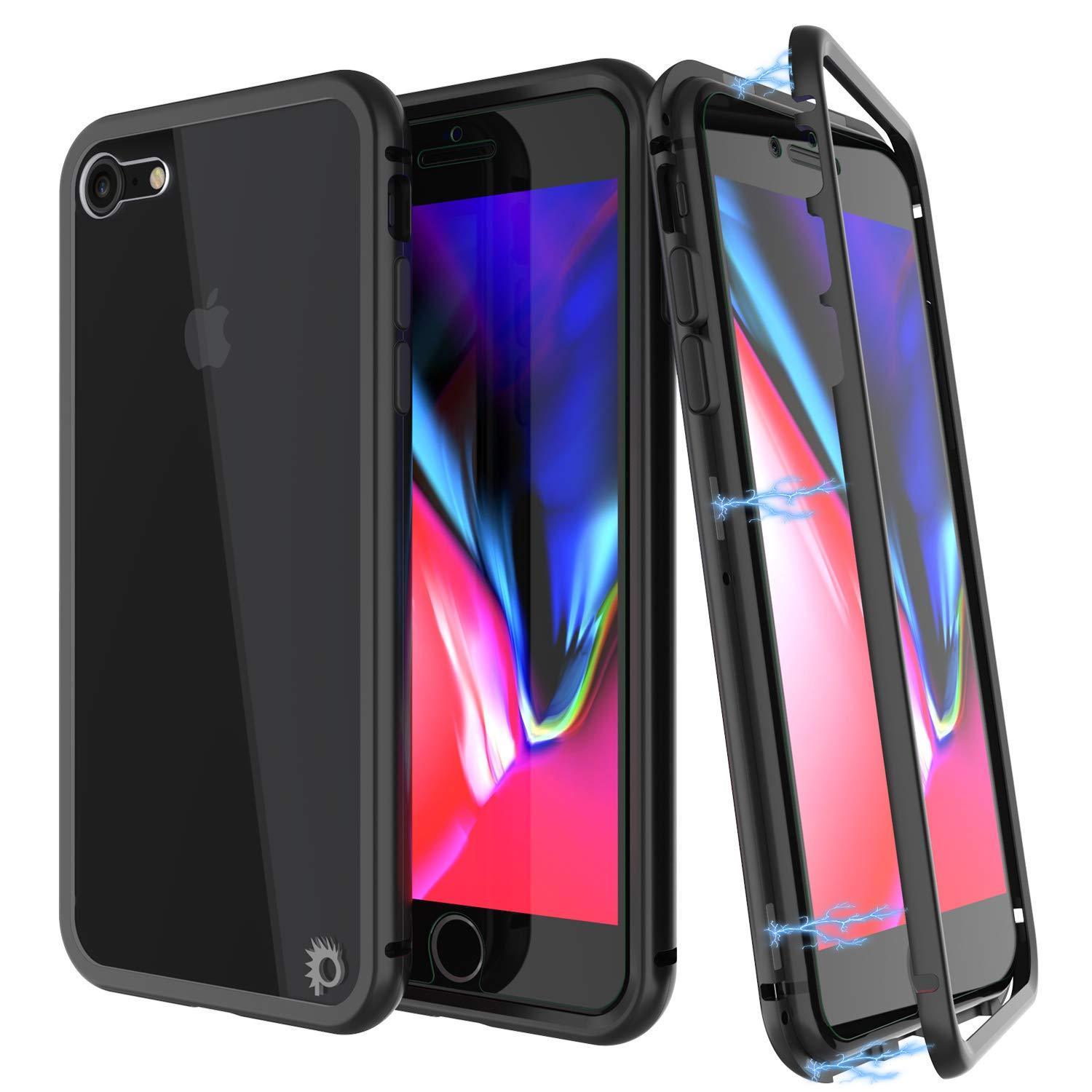 Capinha para iPhone 8, Punkcase Magnetix 2.0 de TPU protetora, com protetor de tela de vidro temperado [Preto]