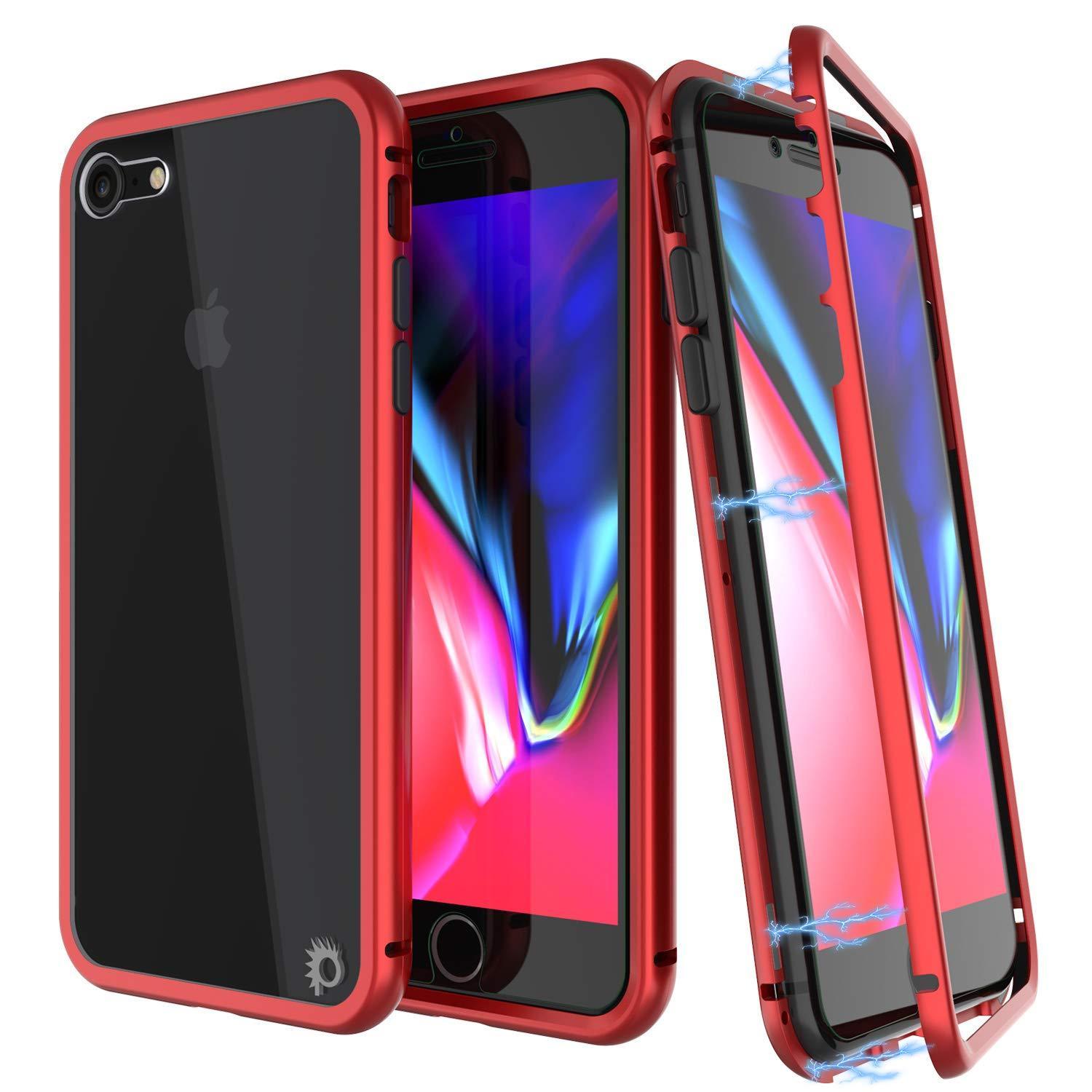 Capinha para iPhone 7, Punkcase Magnetix 2.0 de TPU protetora, com protetor de tela de vidro temperado [Vermelho]