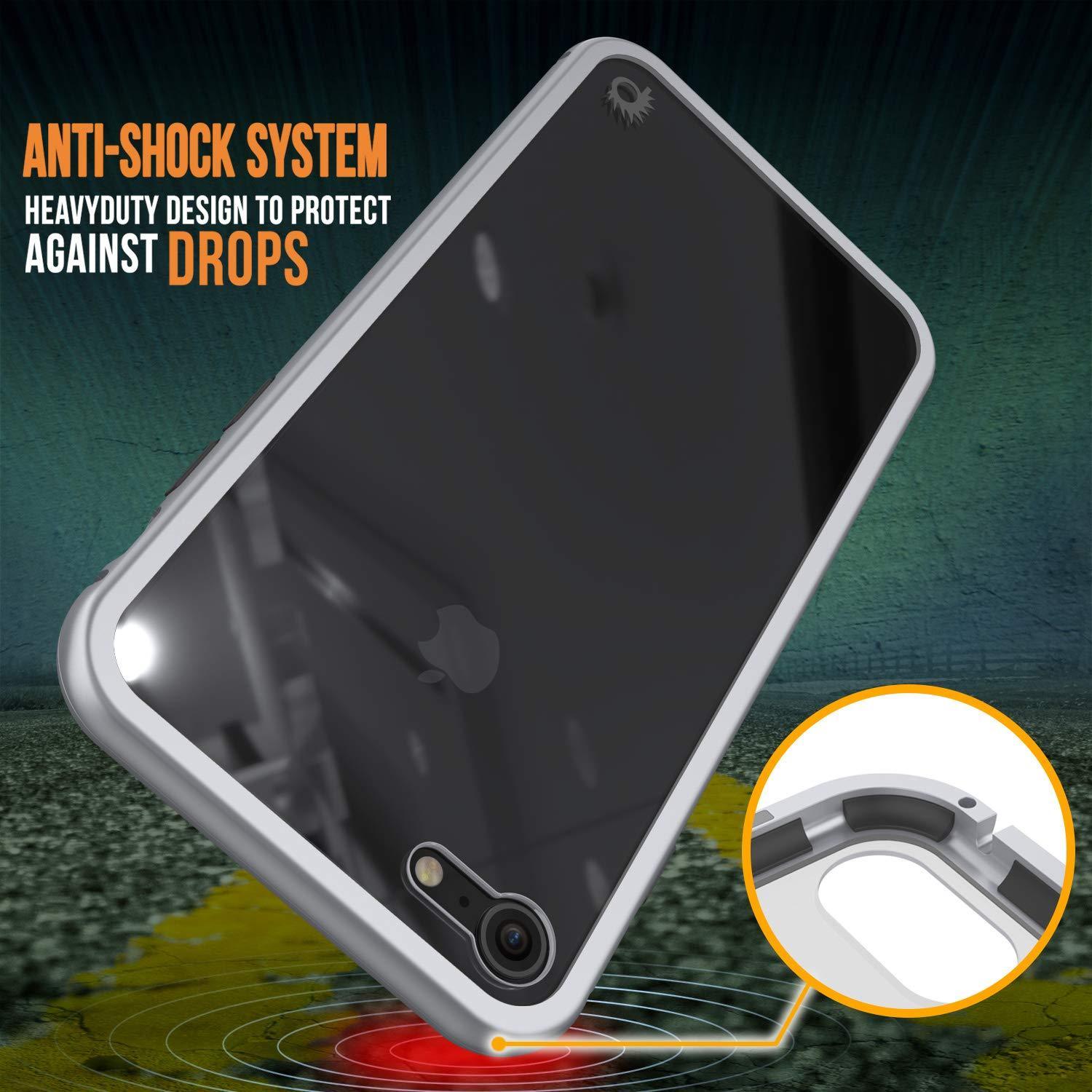 Capinha para iPhone 8, Punkcase Magnetix 2.0 de TPU protetora, com protetor de tela de vidro temperado [Prata]