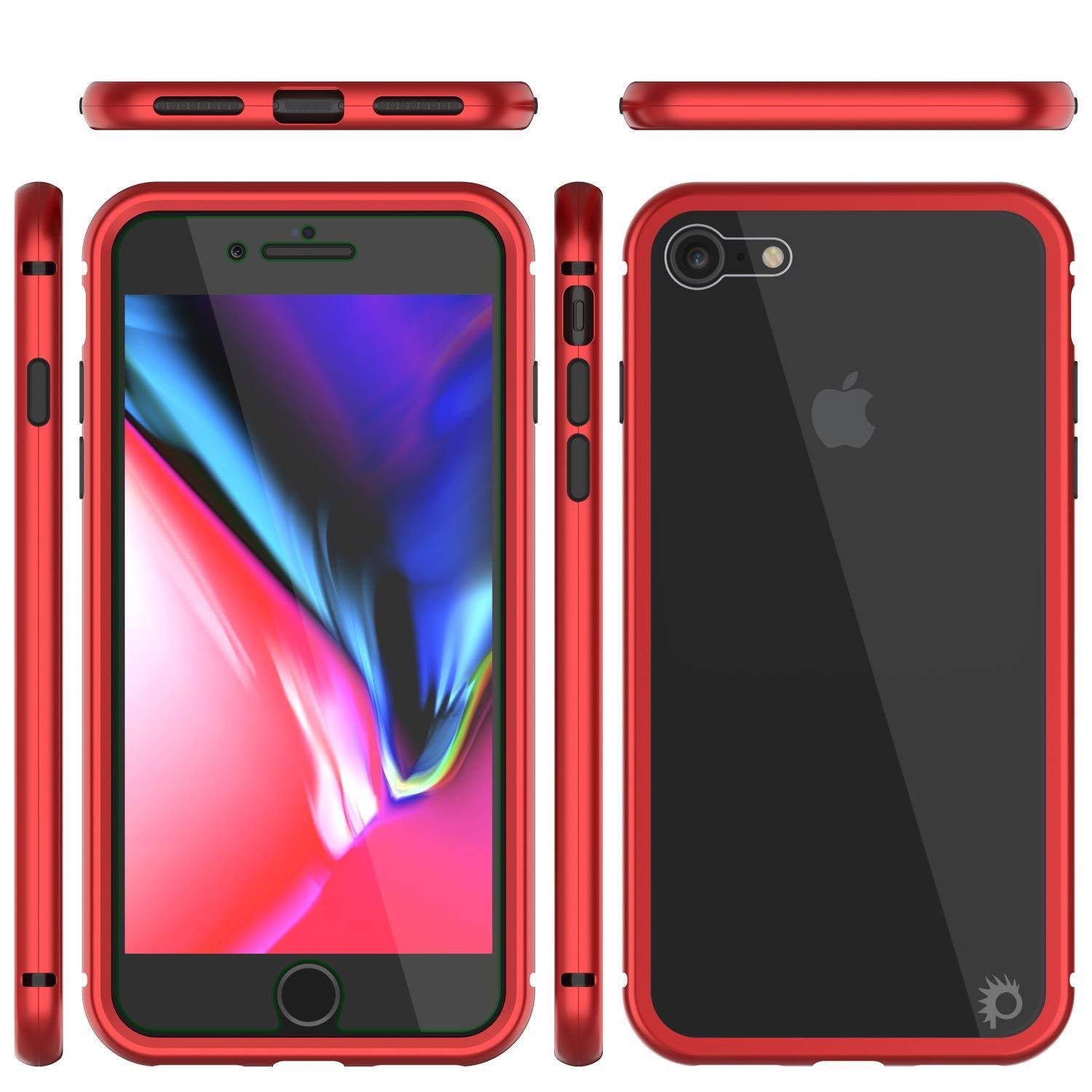 Capinha para iPhone 7, Punkcase Magnetix 2.0 de TPU protetora, com protetor de tela de vidro temperado [Vermelho]