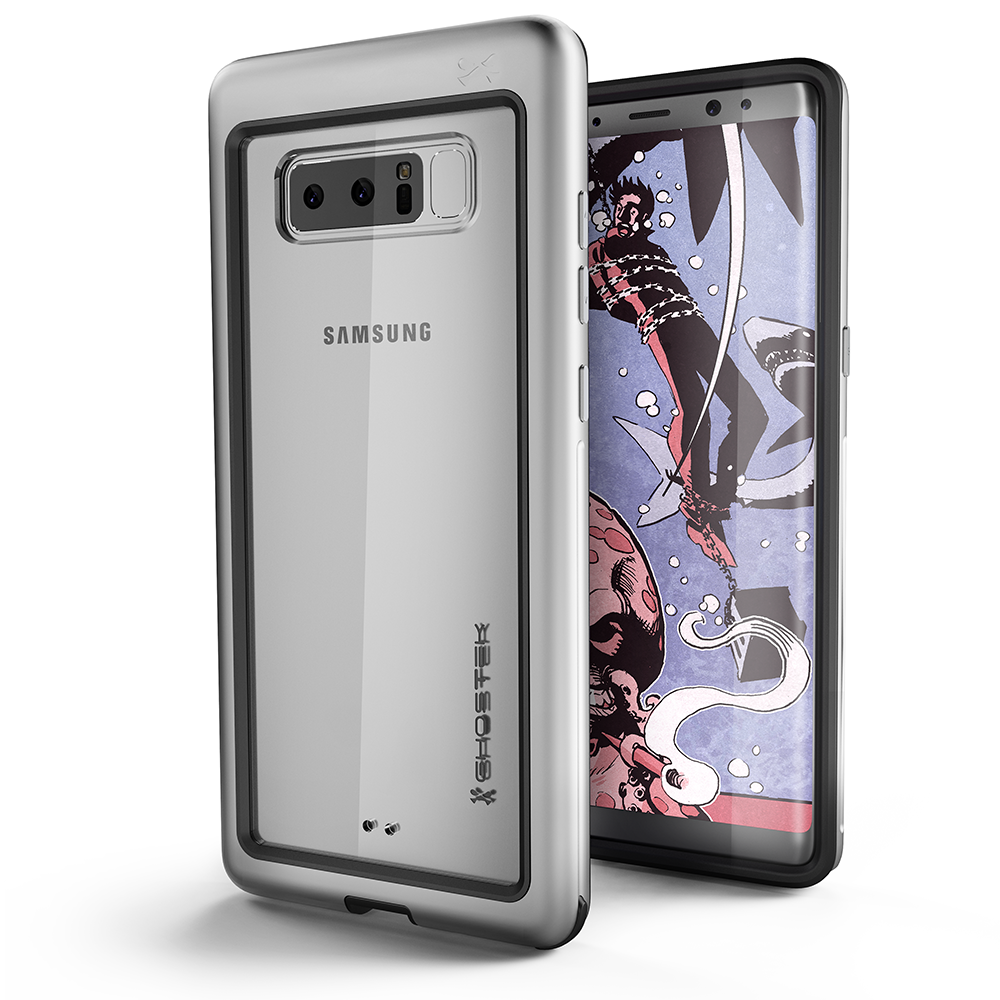 Galaxy Note 8, Capa Ghostek Atomic Slim Galaxy Note 8 à Prova de Choque Impacto Híbrida Design Moderno | Prata.