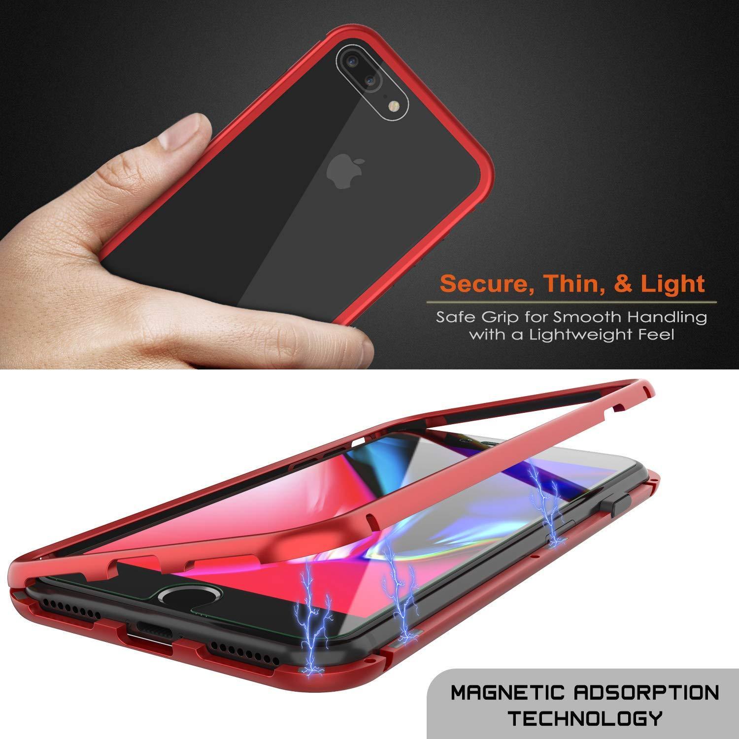 Capinha para iPhone 7+ Plus, Punkcase Magnetix 2.0 de TPU protetora, com protetor de tela de vidro temperado [Vermelho]