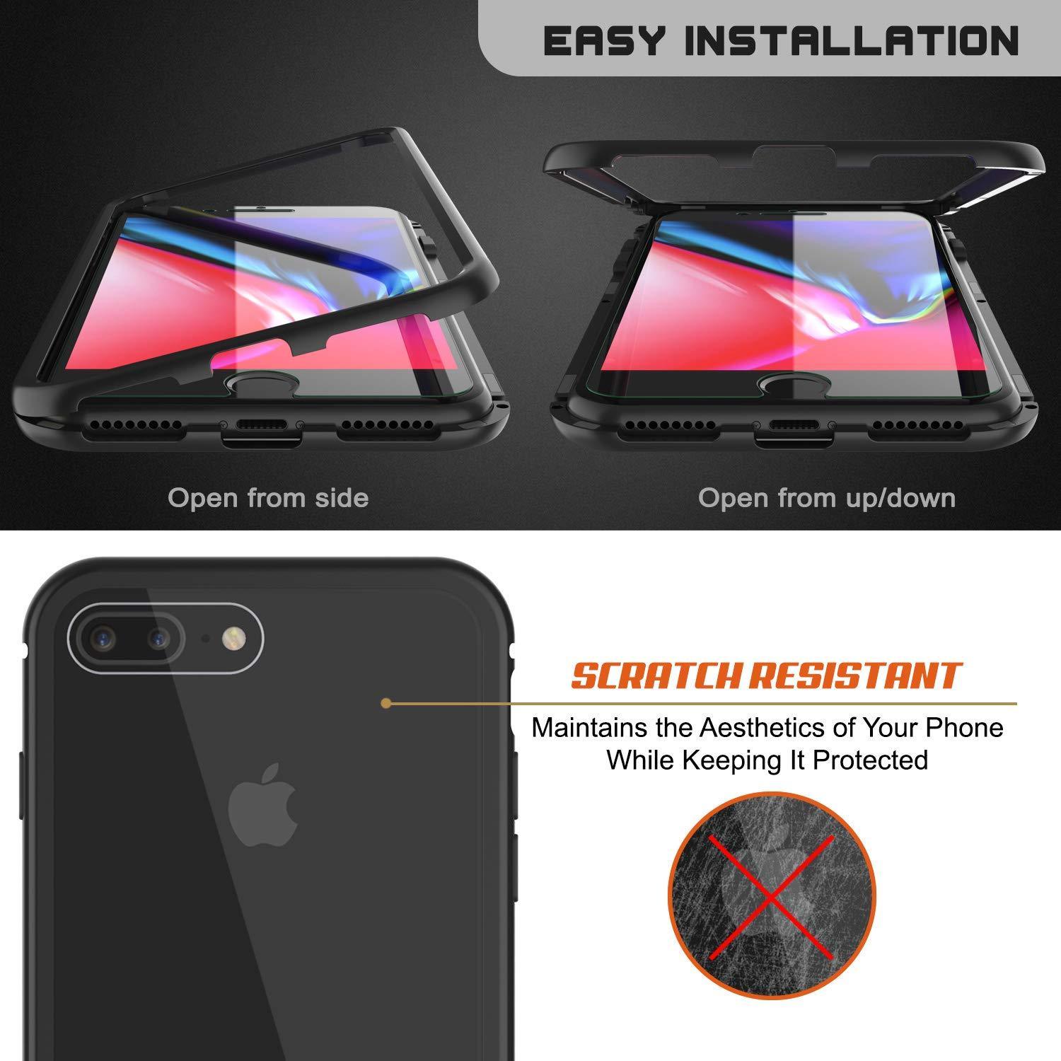 Capinha para iPhone 8+ Plus, Punkcase Magnetix 2.0 de TPU protetora, com protetor de tela de vidro temperado [Preto]