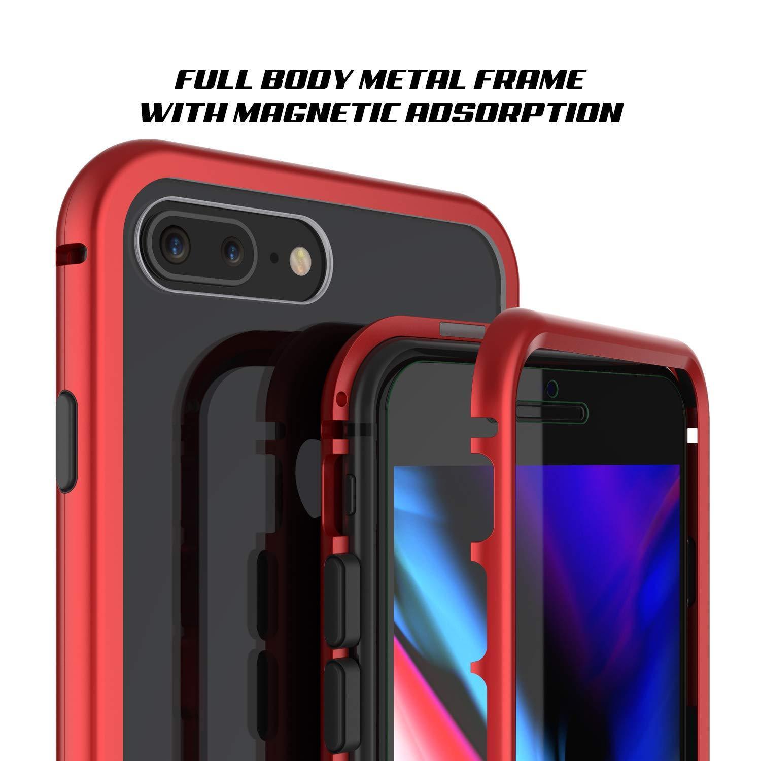 Capinha para iPhone 7+ Plus, Punkcase Magnetix 2.0 de TPU protetora, com protetor de tela de vidro temperado [Vermelho]