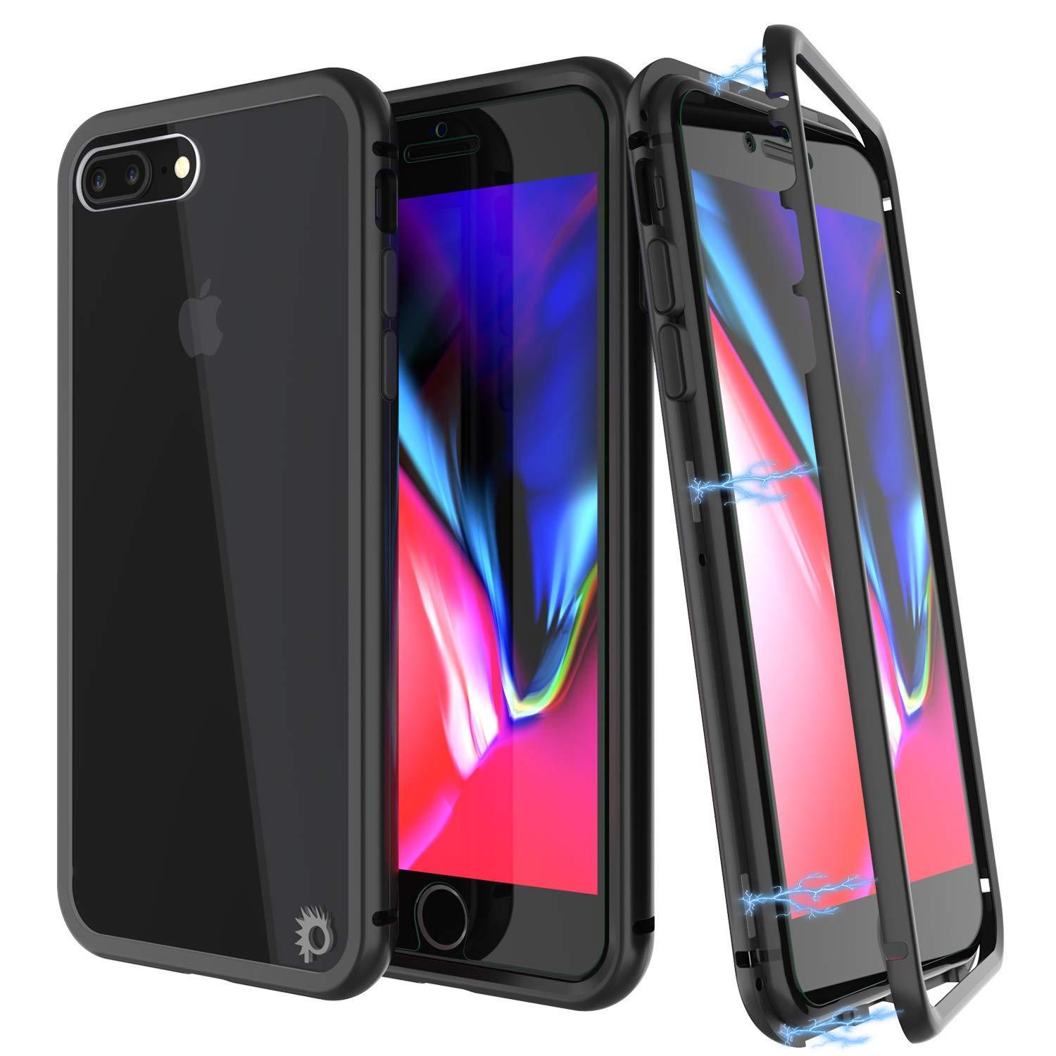 Capinha para iPhone 8+ Plus, Punkcase Magnetix 2.0 de TPU protetora, com protetor de tela de vidro temperado [Preto]