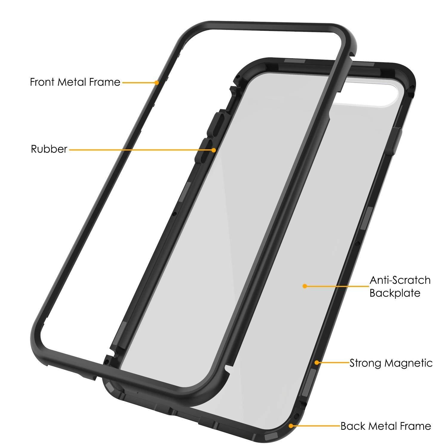 Capinha para iPhone 8+ Plus, Punkcase Magnetix 2.0 de TPU protetora, com protetor de tela de vidro temperado [Preto]