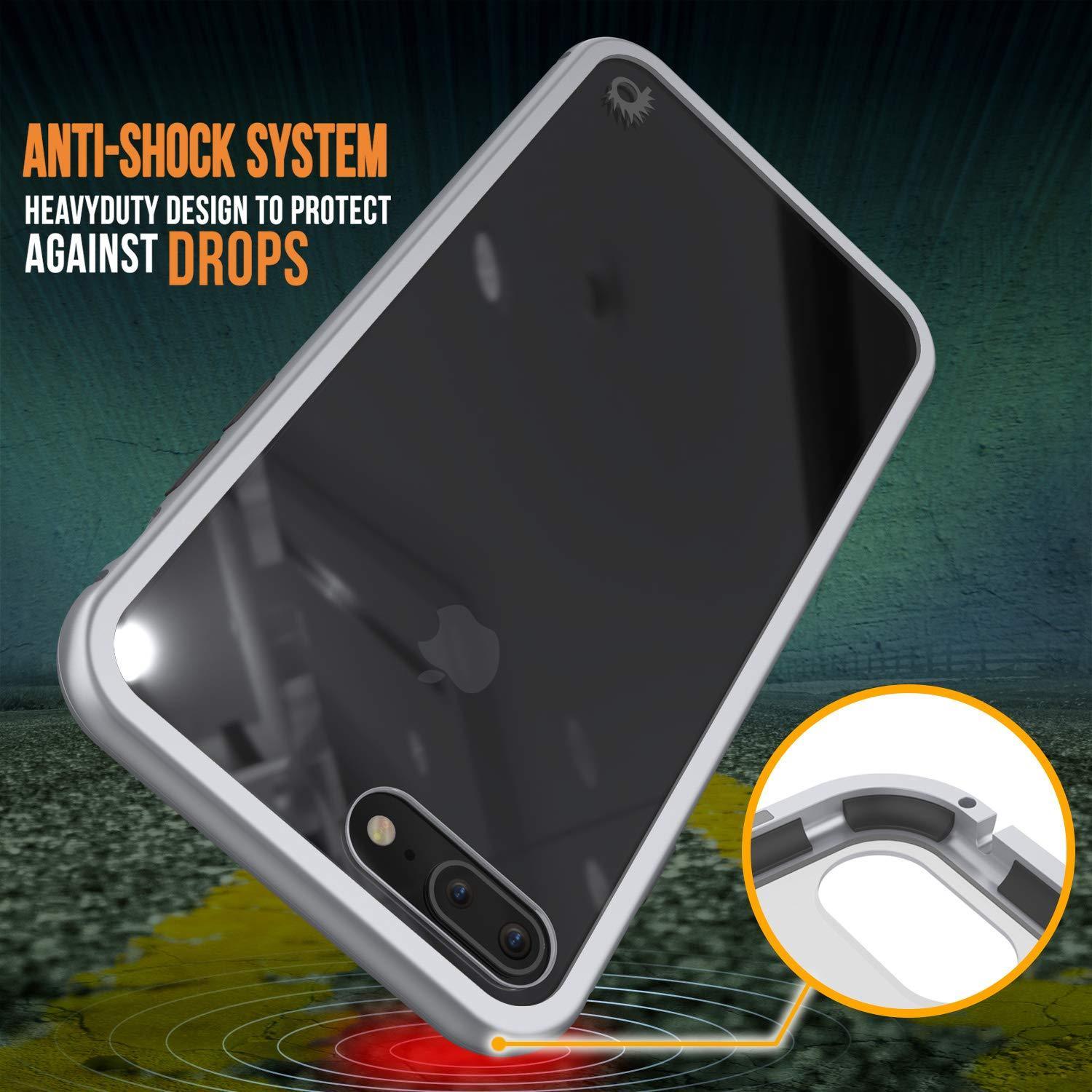 Capinha para iPhone 7+ Plus, Punkcase Magnetix 2.0 de TPU protetora, com protetor de tela de vidro temperado [Prata]