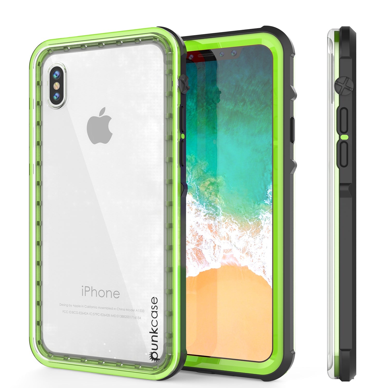 Capa para iPhone X, PUNKCase [SÉRIE DE CRISTAL] Capa Protetora Certificada IP68 Com Protetor de Tela Acoplado [VERDE CLARO]