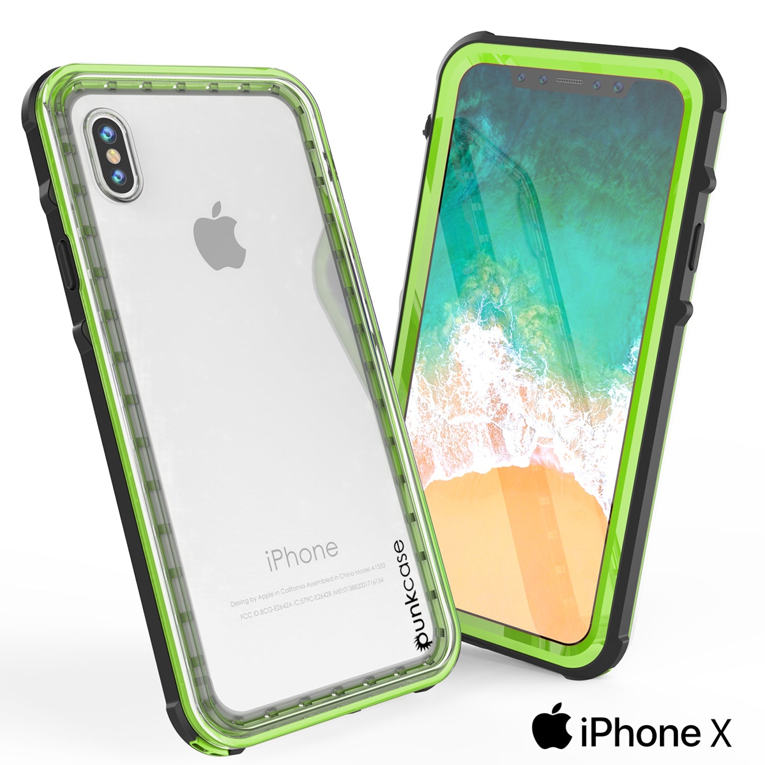 iPhone X Case, PUNKCase [CRYSTAL SERIES] Protective IP68 Certified Cover W/ Attached Screen Protector [LIGHT GREEN] (Color in image: Pink)