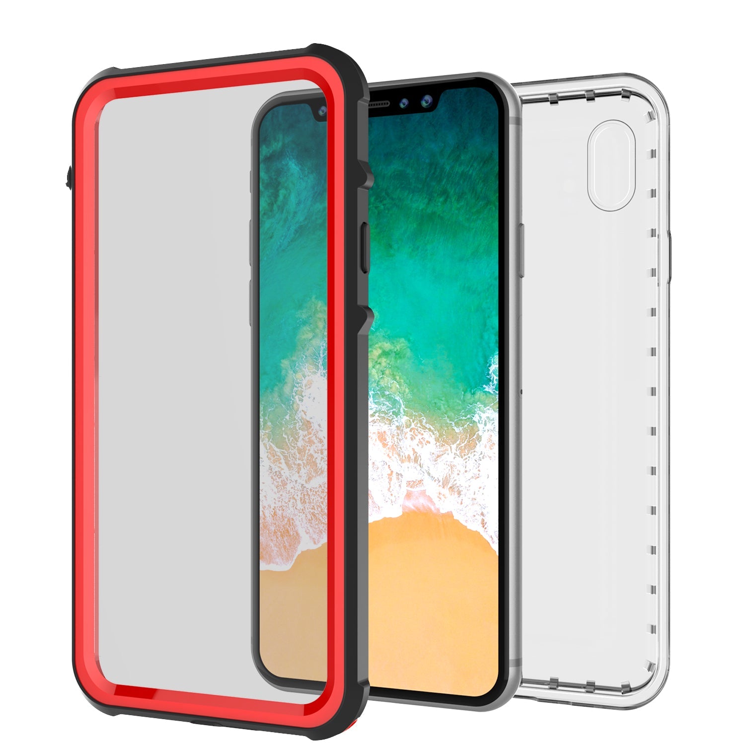 iPhone X Case, PUNKCase [CRYSTAL SERIES] Protective IP68 Certified Cover W/ Attached Screen Protector [RED] (Color in image: Purple)