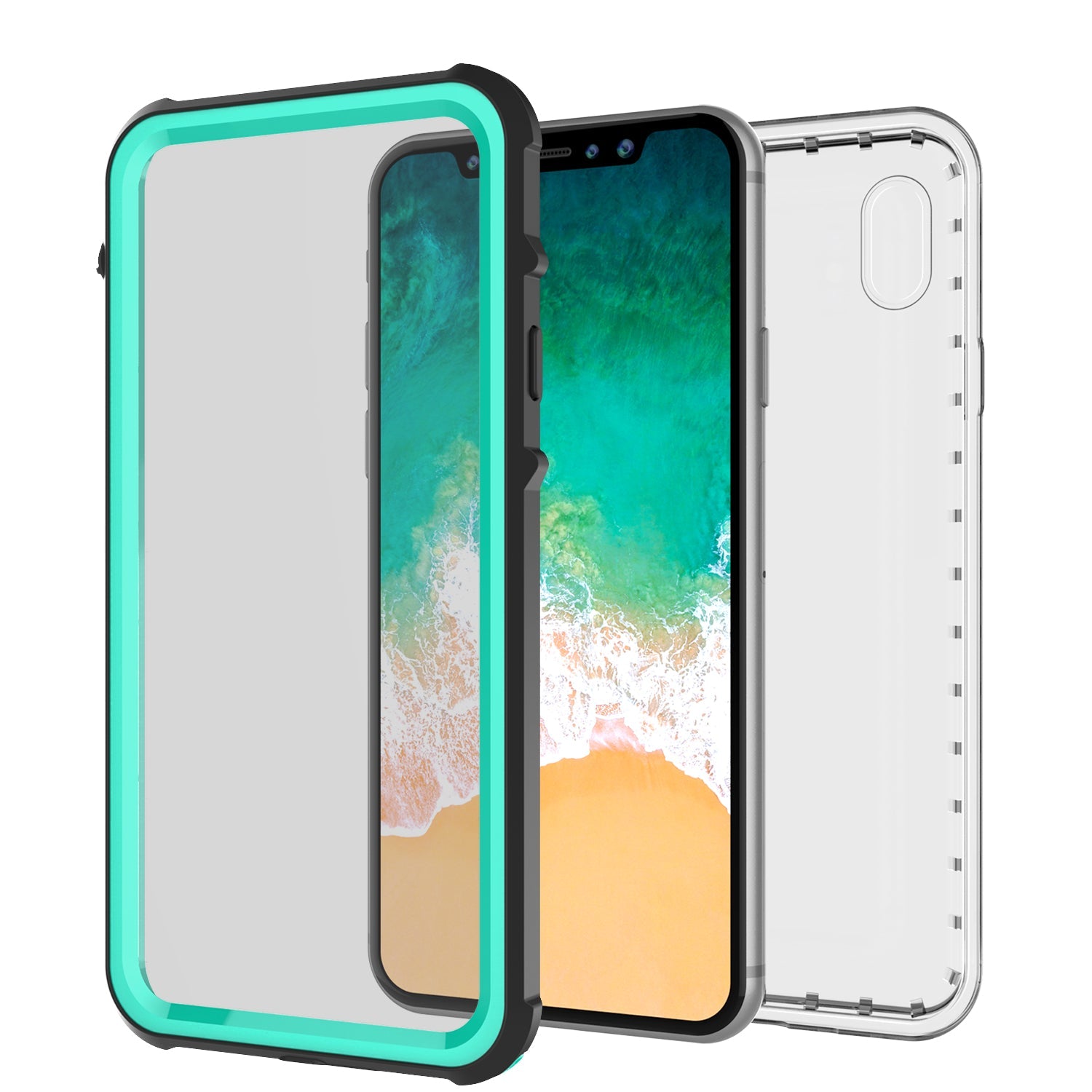 iPhone X Case, PUNKCase [CRYSTAL SERIES] Protective IP68 Certified Cover W/ Attached Screen Protector [TEAL] (Color in image: Red)