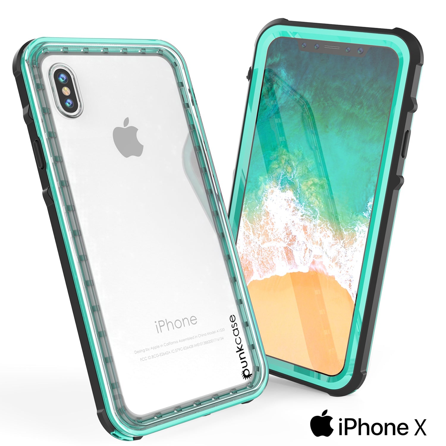 iPhone X Case, PUNKCase [CRYSTAL SERIES] Protective IP68 Certified Cover W/ Attached Screen Protector [TEAL] (Color in image: Light Green)
