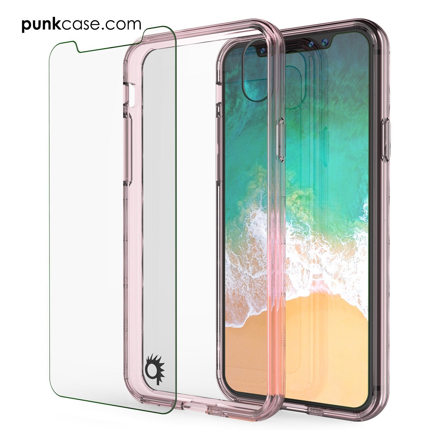 iPhone X Case, PUNKcase [LUCID 2.0 Series] [Slim Fit] Armor Cover W/Integrated Anti-Shock System & Tempered Glass Screen Protector [Crystal Pink] (Color in image: White)