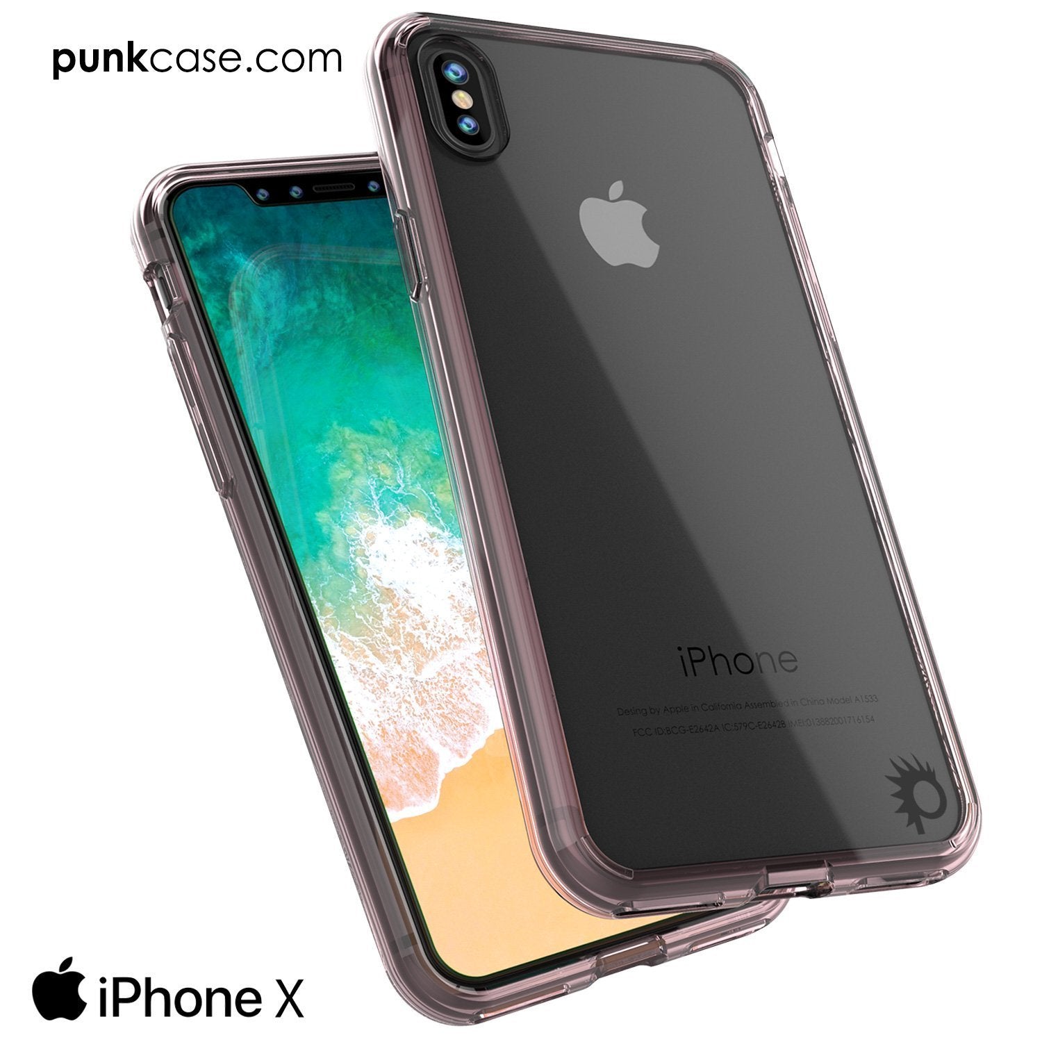 iPhone X Case, PUNKcase [LUCID 2.0 Series] [Slim Fit] Armor Cover W/Integrated Anti-Shock System & Tempered Glass Screen Protector [Crystal Pink] (Color in image: Pink)