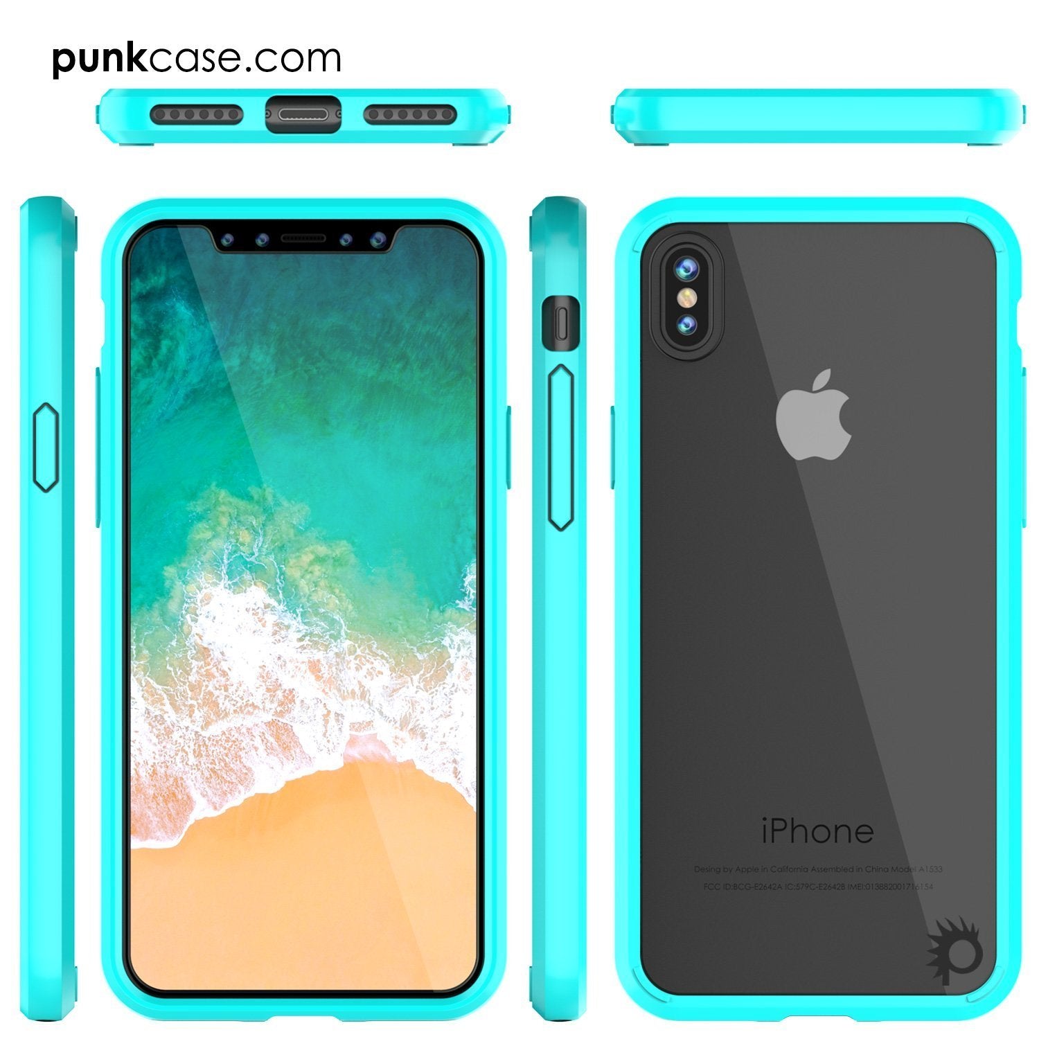 iPhone X Case, PUNKcase [LUCID 2.0 Series] [Slim Fit] Armor Cover W/Integrated Anti-Shock System & Tempered Glass PUNKSHIELD Screen Protector [Teal] (Color in image: Clear)