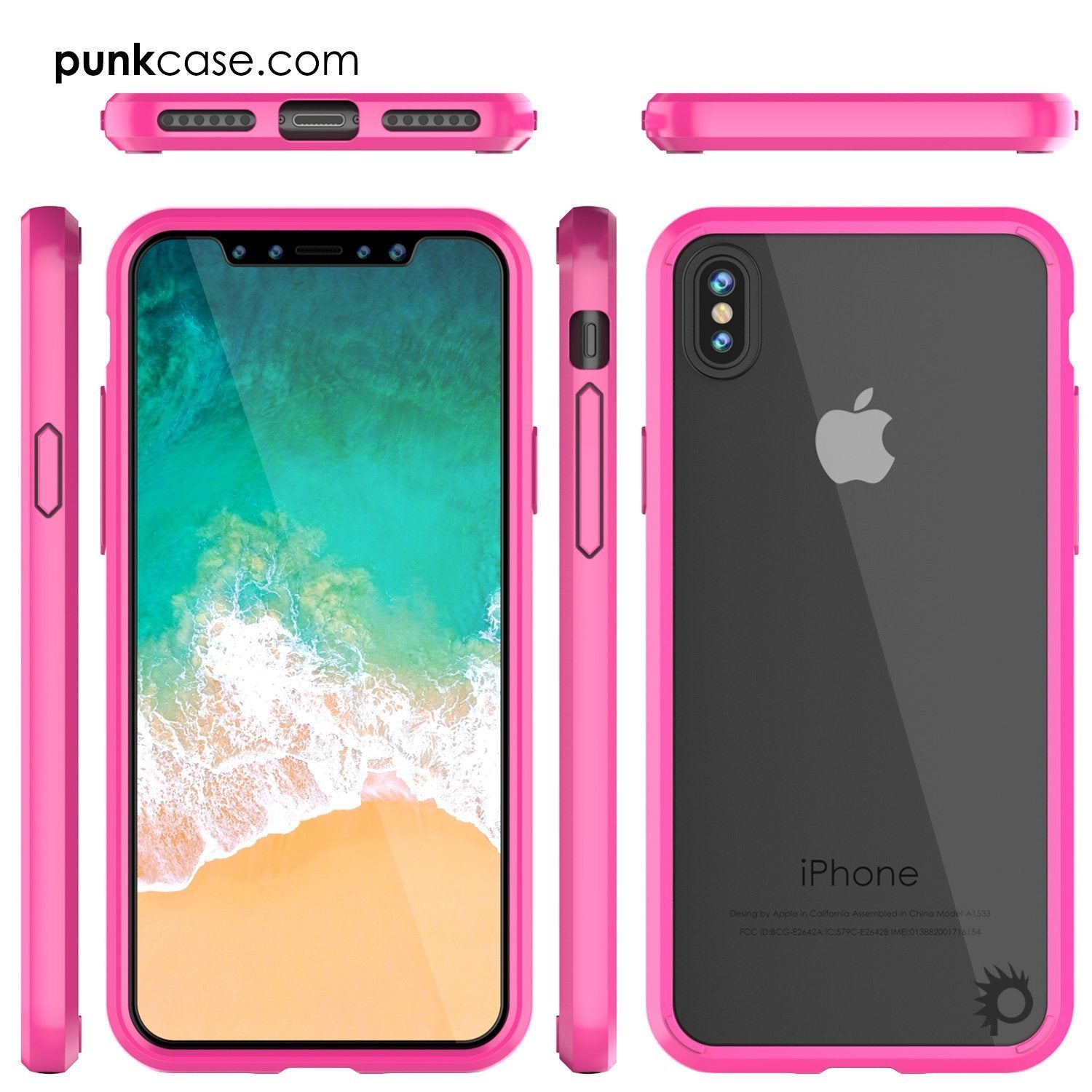 iPhone X Case, PUNKcase [LUCID 2.0 Series] [Slim Fit] Armor Cover W/Integrated Anti-Shock System & Tempered Glass PUNKSHIELD Screen Protector [Pink] (Color in image: Crystal Pink)
