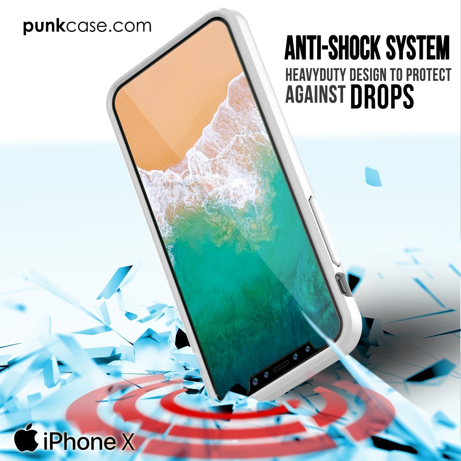iPhone X Case, PUNKcase [LUCID 2.0 Series] [Slim Fit] Armor Cover W/Integrated Anti-Shock System & Tempered Glass PUNKSHIELD Screen Protector [White] (Color in image: Clear)