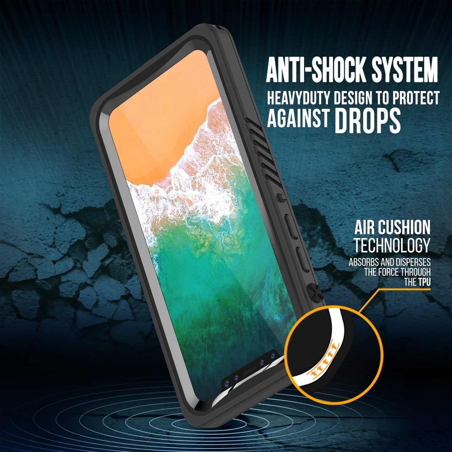 Capa À Prova D'Água para iPhone XS Max, Punkcase [Série Extrema] Capa de Armadura com Protetor de Tela Embutido [Preto]