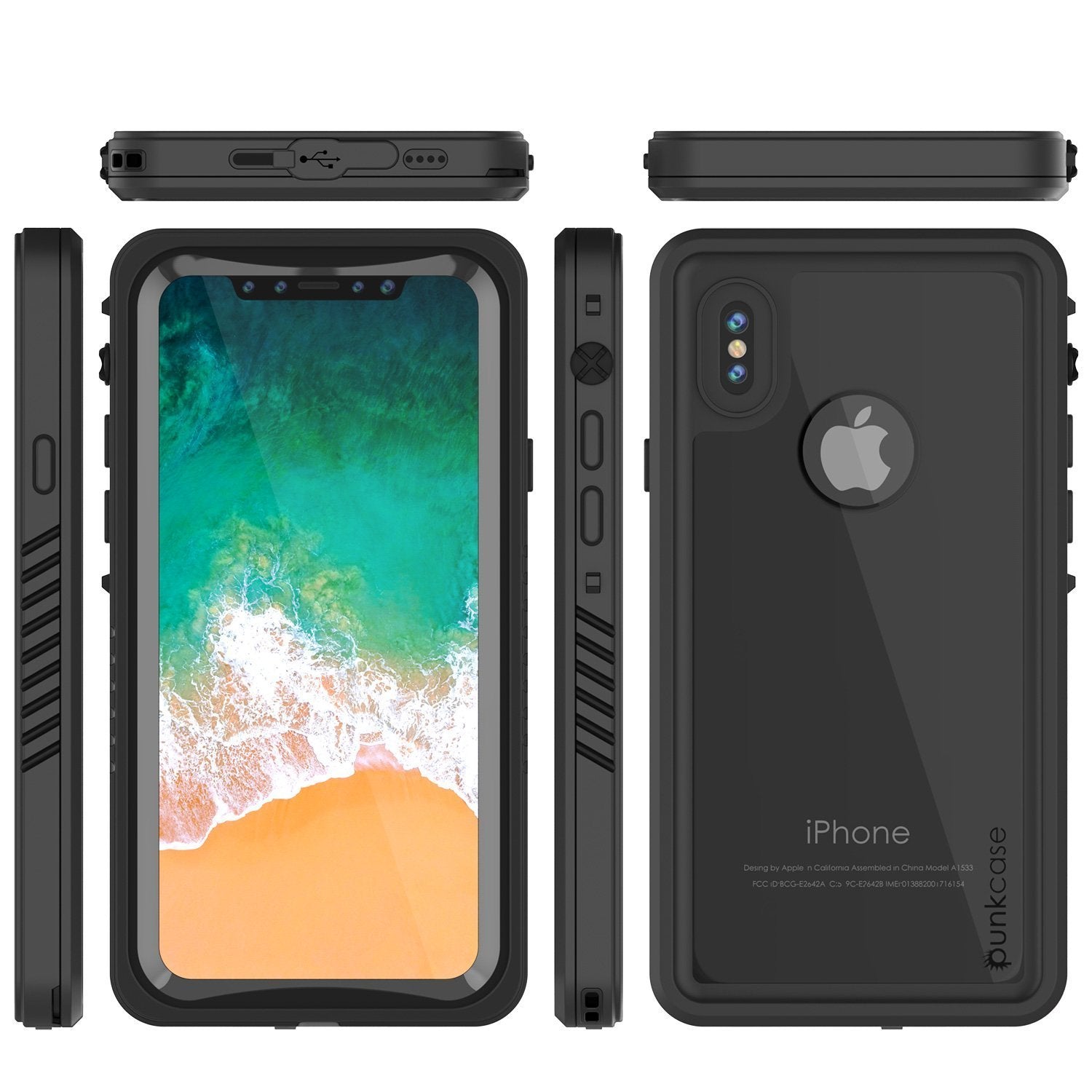 Capa À Prova D'Água para iPhone XS Max, Punkcase [Série Extrema] Capa de Armadura com Protetor de Tela Embutido [Preto]
