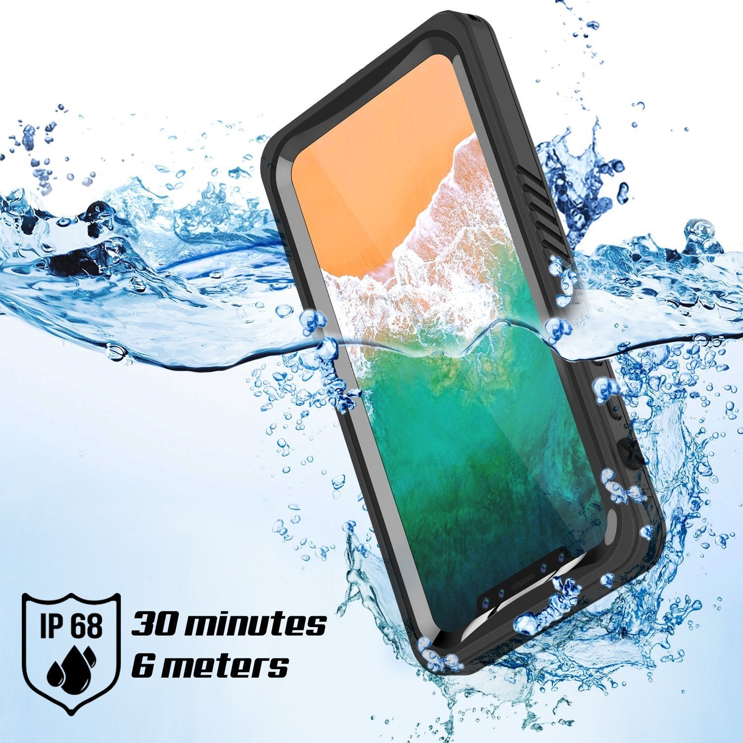 Capa À Prova D'Água para iPhone XS Max, Punkcase [Série Extrema] Capa de Armadura com Protetor de Tela Embutido [Preto]