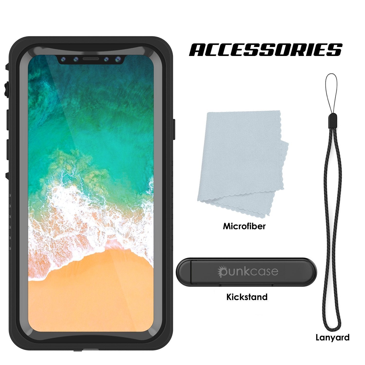 Capa À Prova D'Água para iPhone XS Max, Punkcase [Série Extrema] Capa de Armadura com Protetor de Tela Embutido [Preto]