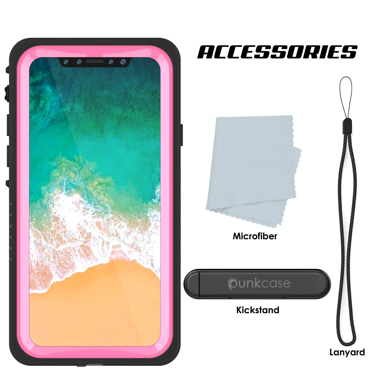 iPhone X Case, Punkcase [Extreme Series] [Slim Fit] [IP68 Certified] [Shockproof] [Snowproof] [Dirproof] Armor Cover W/ Built In Screen Protector for Apple iPhone 10 [PINK] 