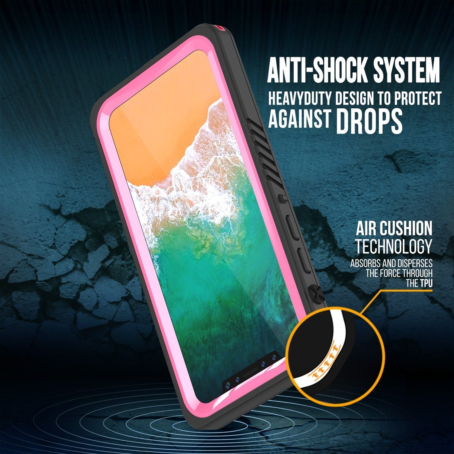 Capa à Prova d'Água para iPhone XS Max, Punkcase [Série Extrema] Capa de Armadura com Protetor de Tela Embutido [Rosa]