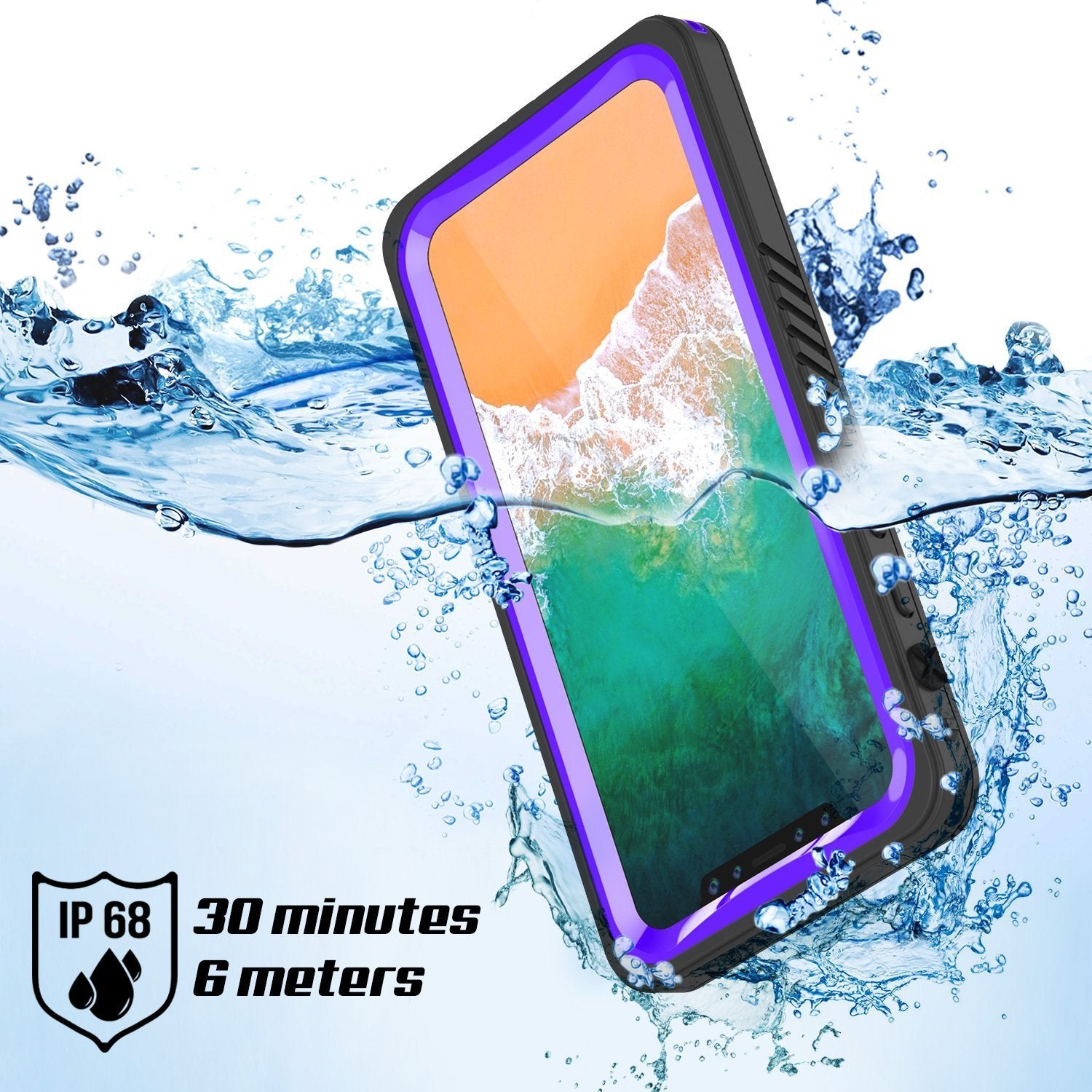 Capa à prova d'água para iPhone XS Max, Punkcase [Série Extrema] Capa de armadura com protetor de tela embutido [Roxo]