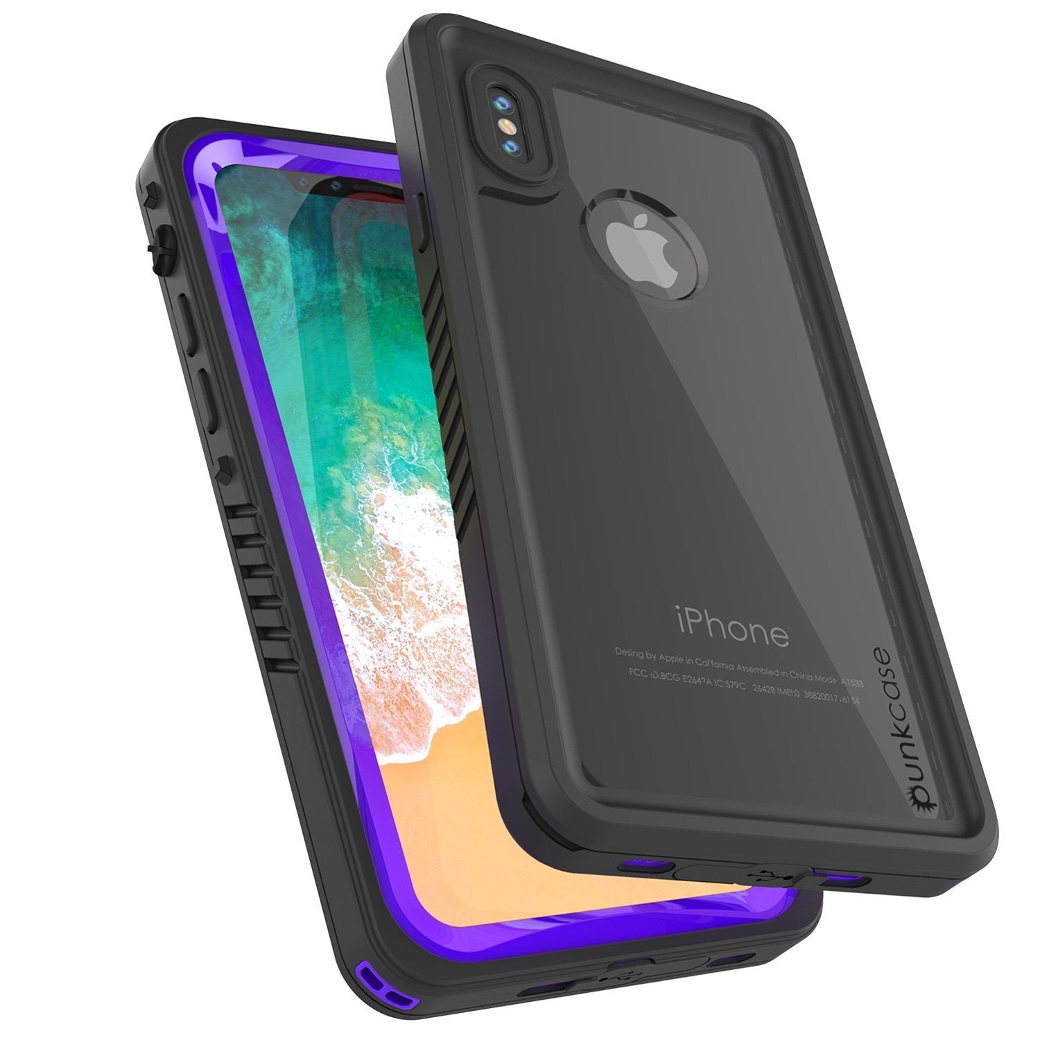 Capa à prova d'água para iPhone XS Max, Punkcase [Série Extrema] Capa de armadura com protetor de tela embutido [Roxo]