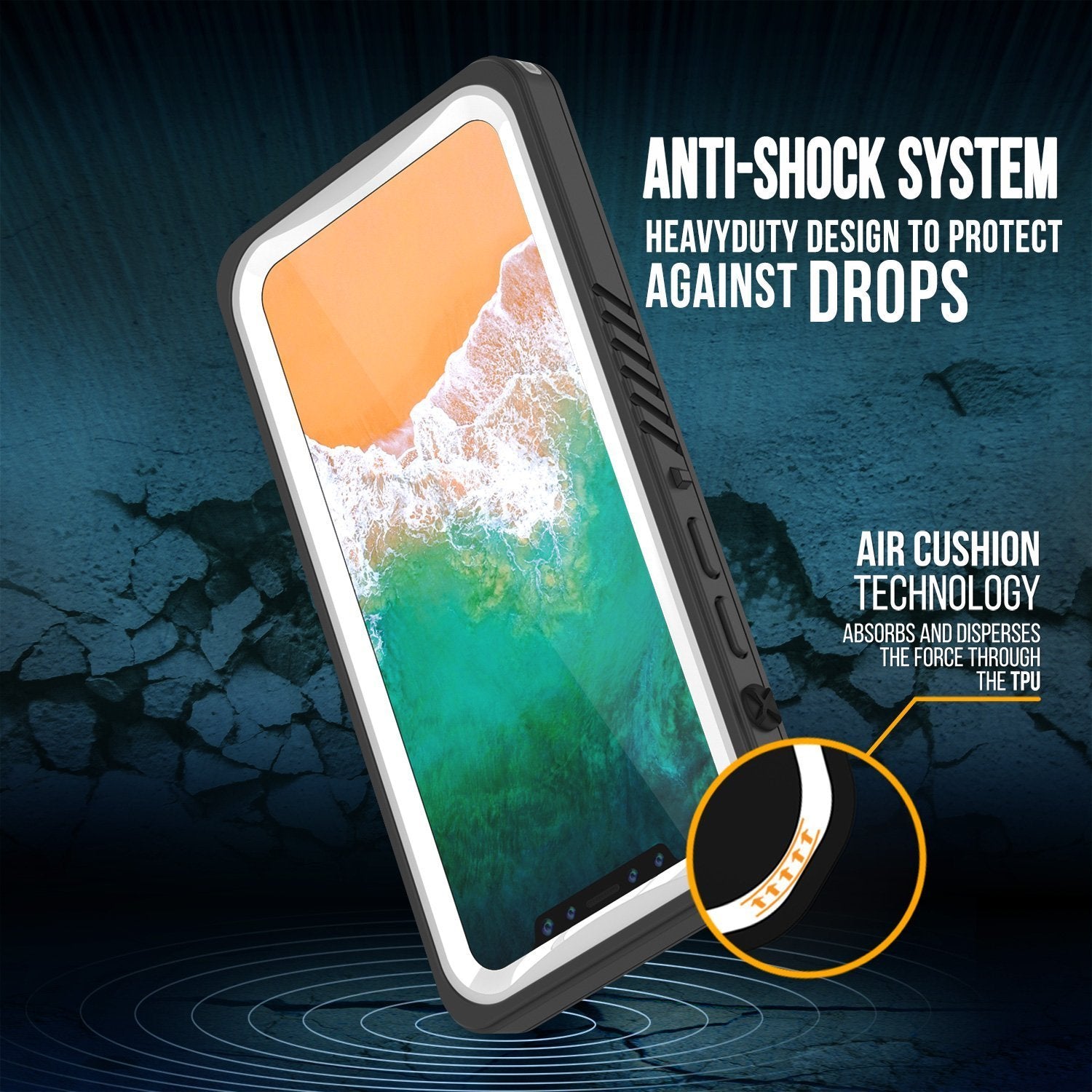 Capa à prova d'água para iPhone XS Max, Punkcase [Série Extreme] Capa de Armadura com Protetor de Tela Embutido [Branco]