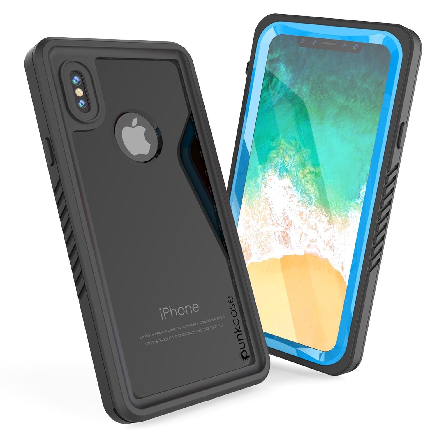 Capa à Prova d'Água para iPhone XS Max, Punkcase [Série Extrema] Capa de Armadura com Protetor de Tela Embutido [Azul Claro]