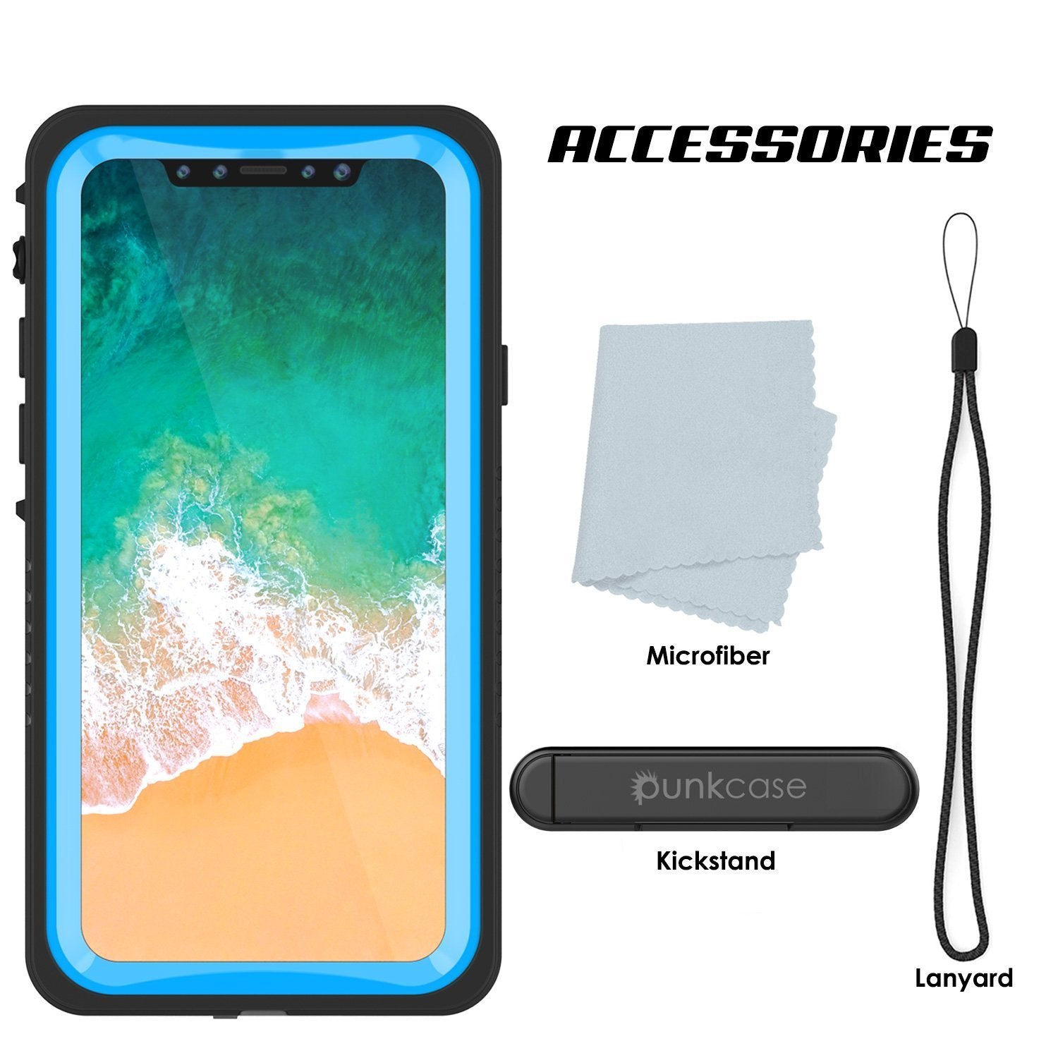 Capa à Prova d'Água para iPhone XS Max, Punkcase [Série Extrema] Capa de Armadura com Protetor de Tela Embutido [Azul Claro]