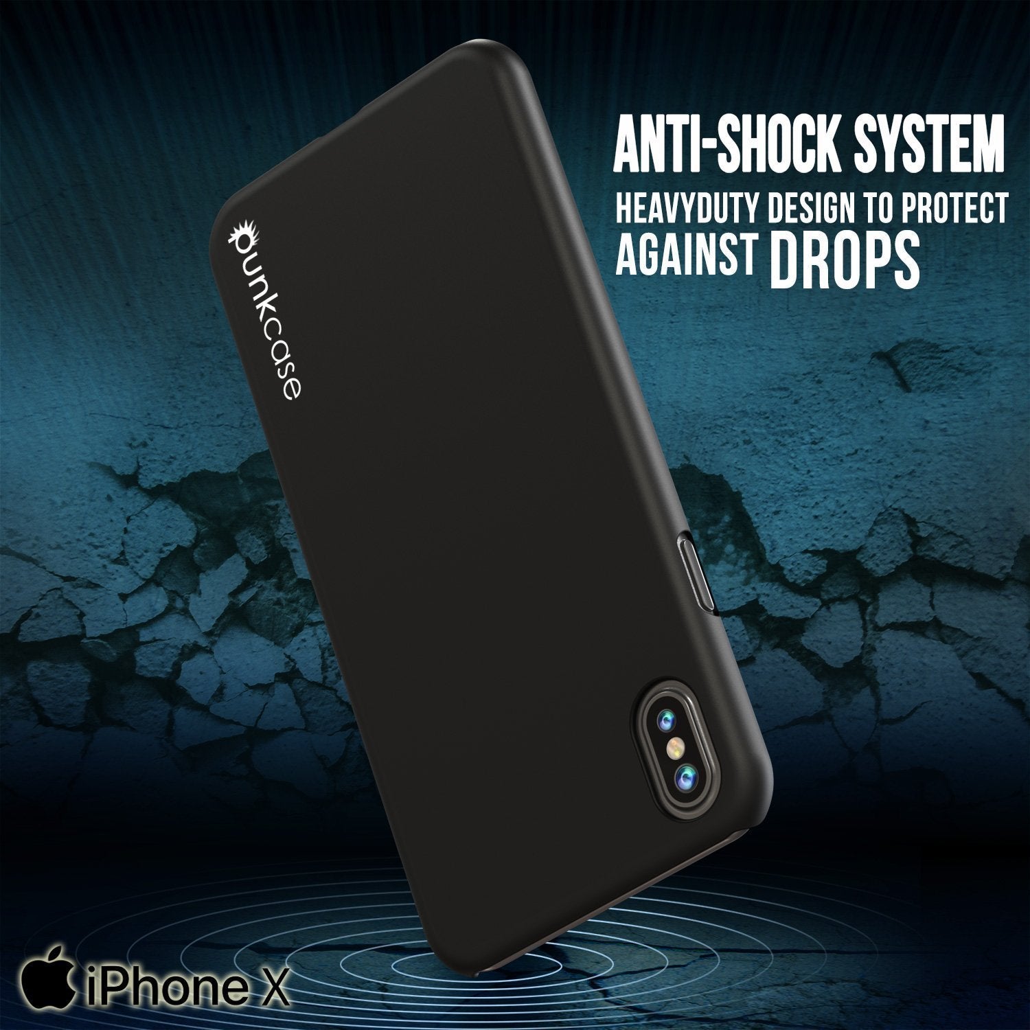 iPhone X Case, Punkcase [Solid Series] Ultra Thin Cover [shockproof] [dirtproof] for Apple iPhone 10 [Black] 