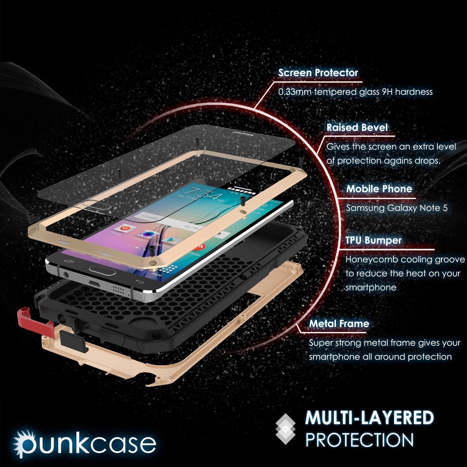 Capa S7, Punkcase® Série METALLIC OURO para Samsung Galaxy S7 COM VIDRO TEMPERADO | Moldura de Alumínio