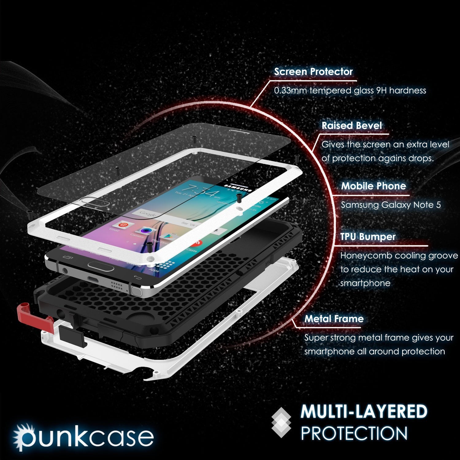 Capa S7, Punkcase® Série METALLIC BRANCO para Samsung Galaxy S7 c/VIDRO TEMPERADO | Moldura de Alumínio