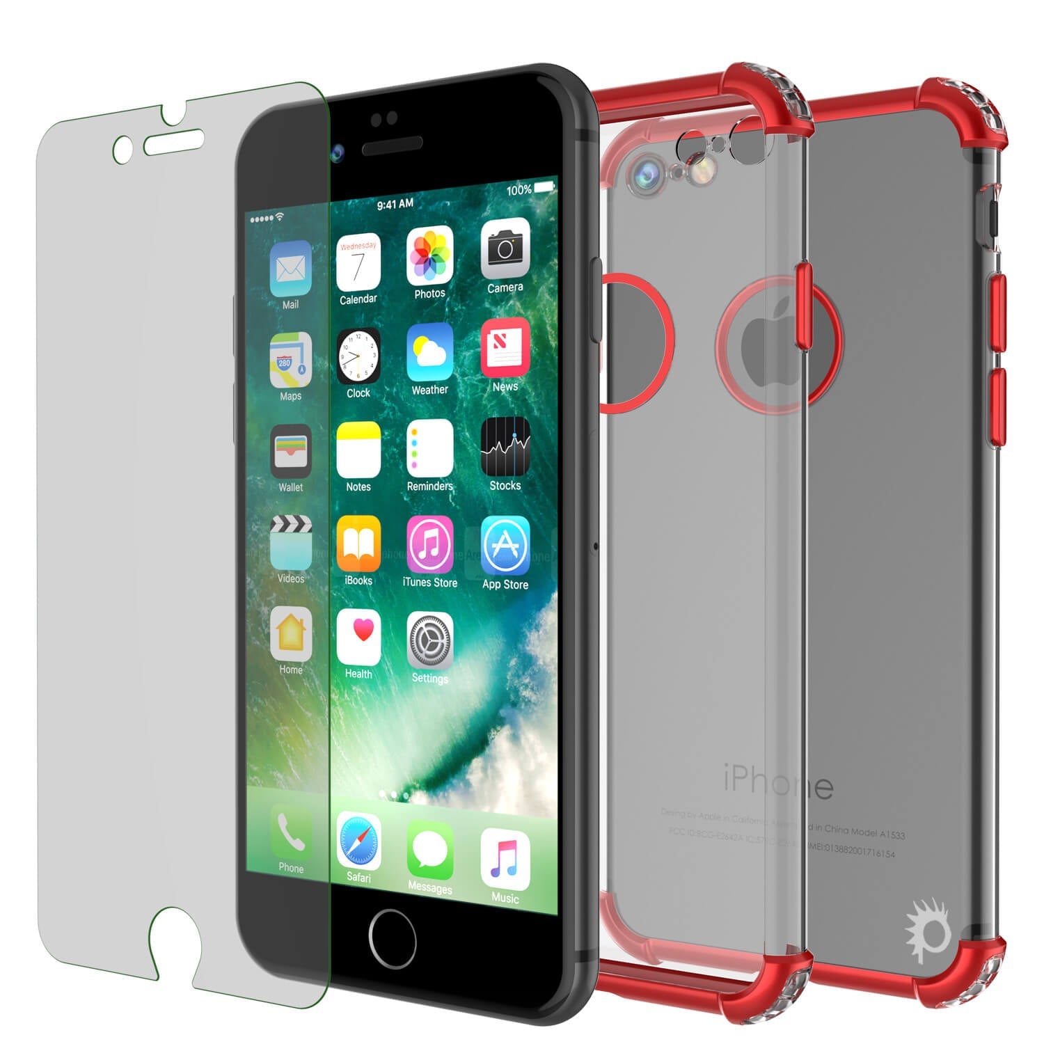iPhone 7 Case, Punkcase [BLAZE SERIES] Protective Cover W/ PunkShield Screen Protector [Shockproof] [Slim Fit] for Apple iPhone [Red] (Color in image: Rose gold)