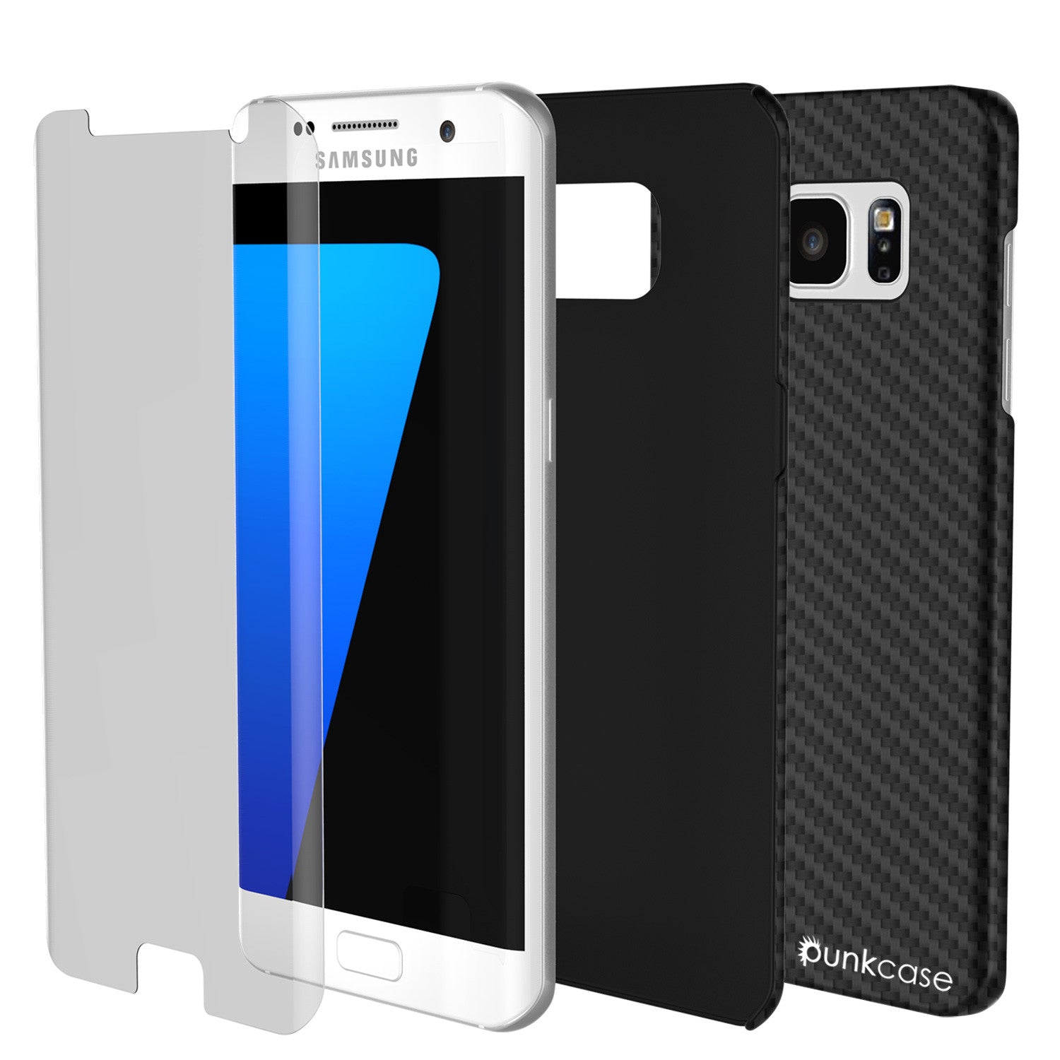 Capa Galaxy S7 Edge, PunkCase CarbonShield, Preto Jet