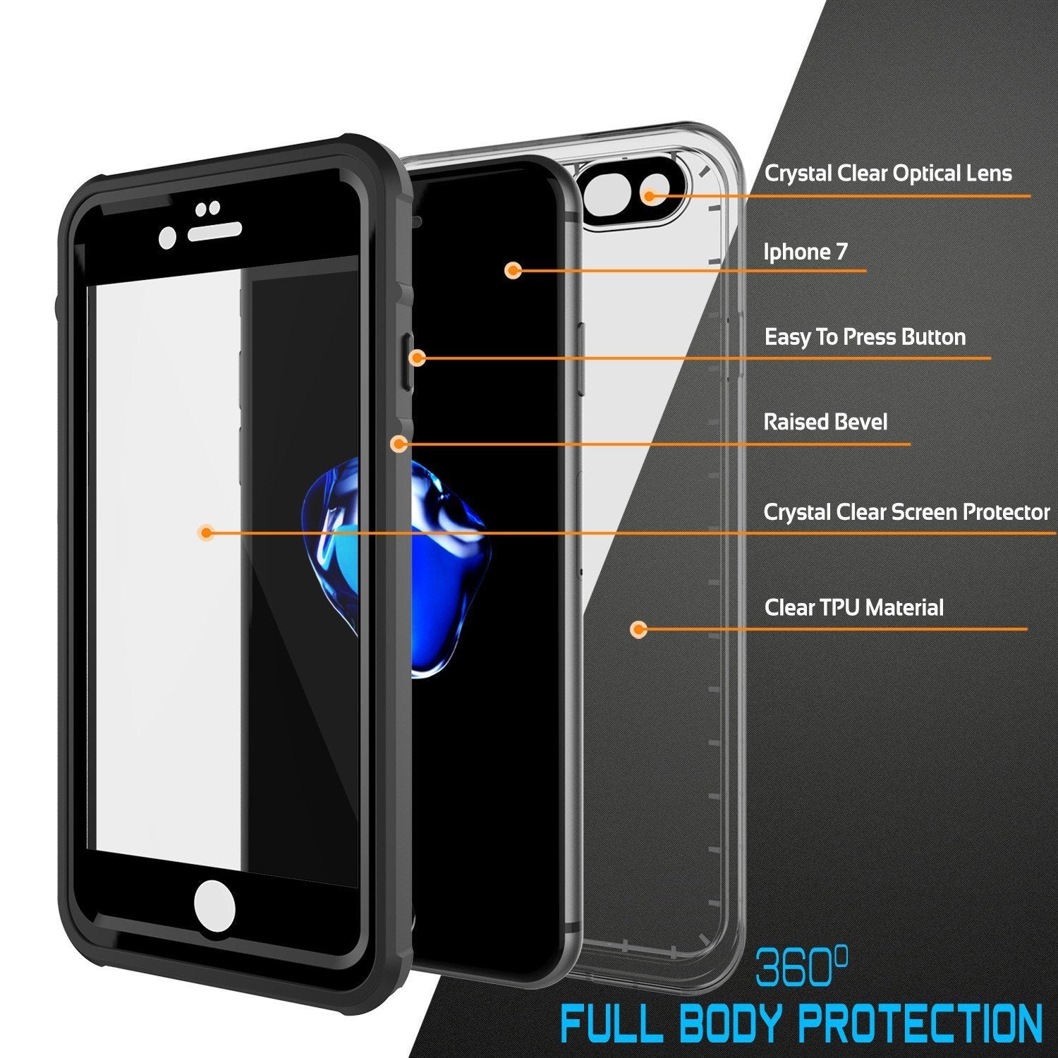 Apple iPhone SE (4.7") Waterproof Case, PUNKcase CRYSTAL Black W/ Attached Screen Protector  | Warranty (Color in image: Teal)