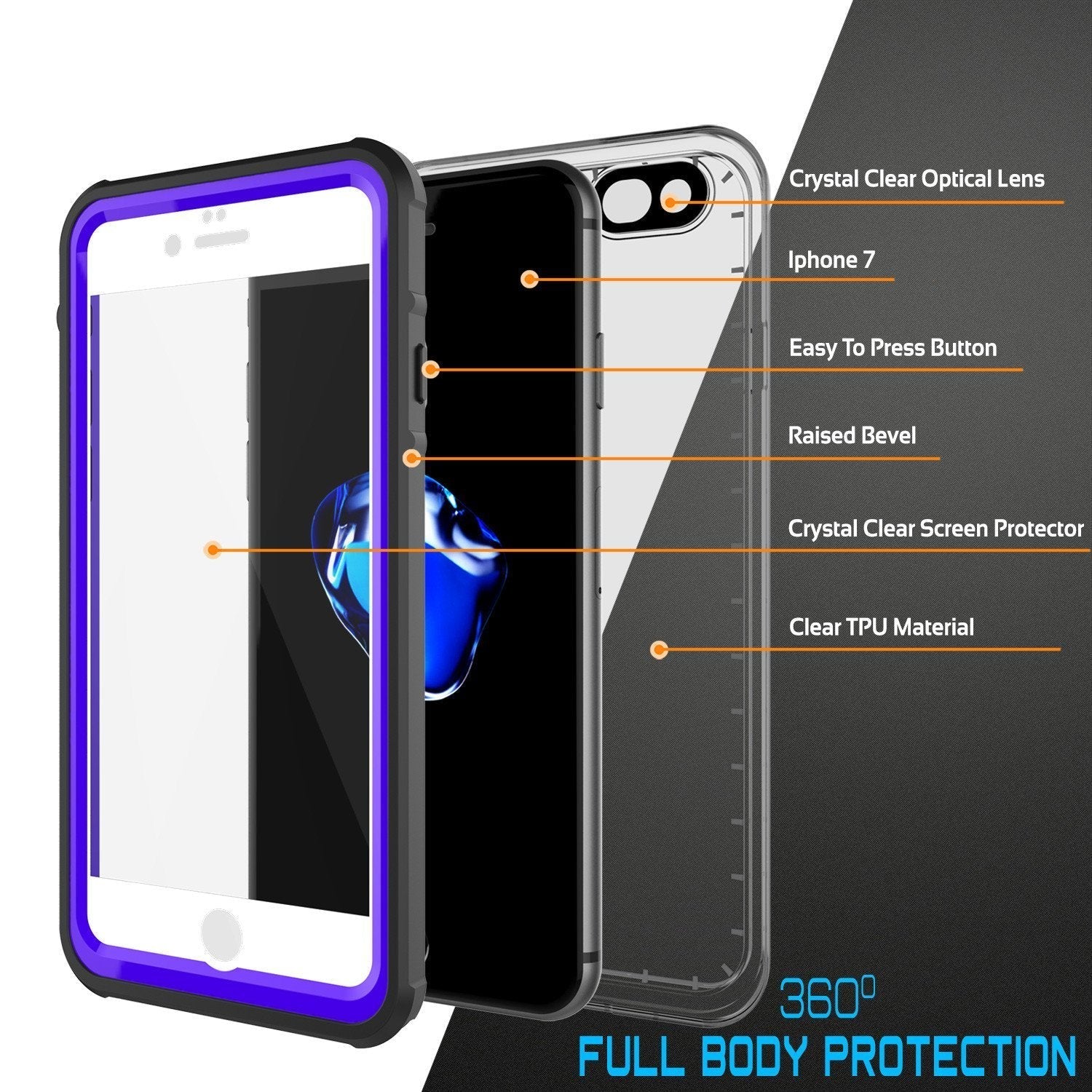 Apple iPhone SE (4.7") Waterproof Case, PUNKcase CRYSTAL Purple W/ Attached Screen Protector  | Warranty (Color in image: Pink)