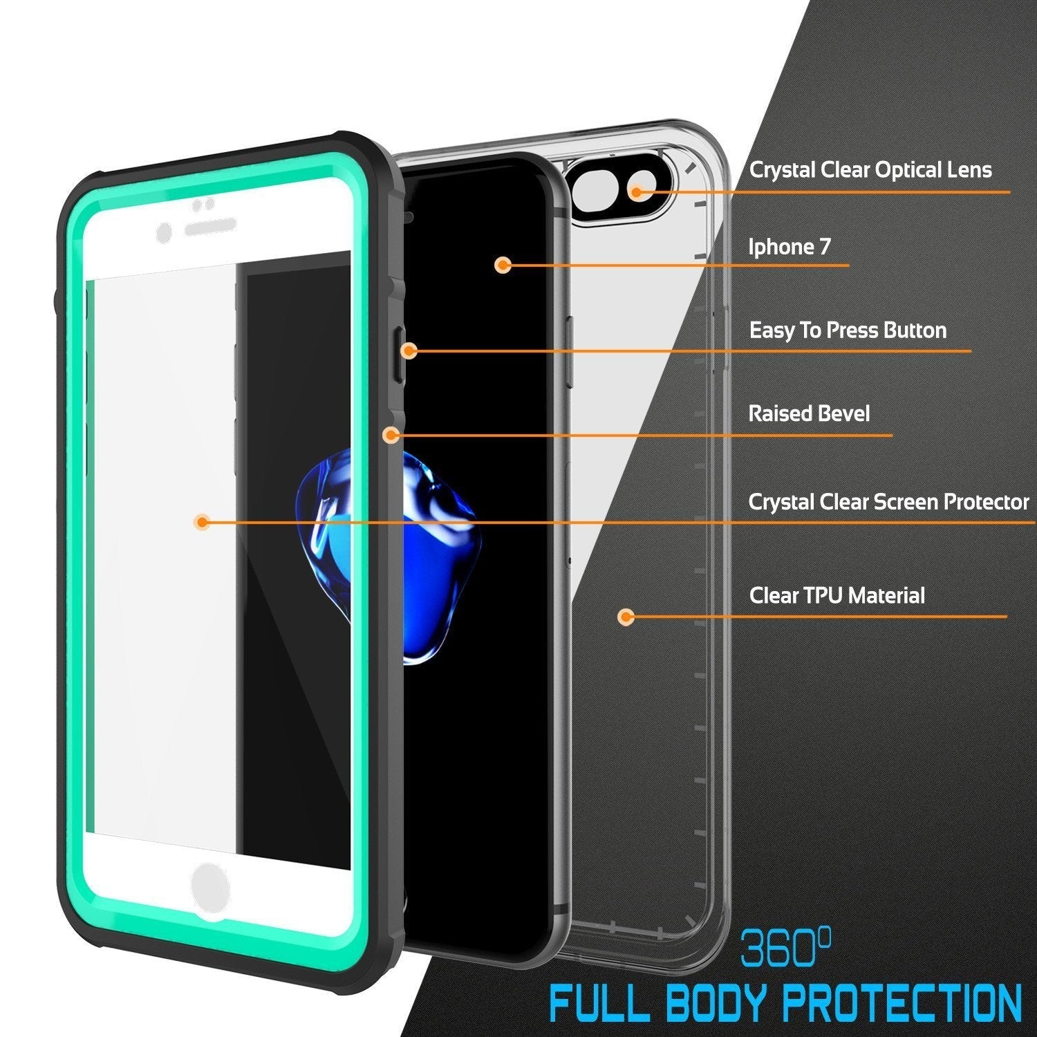 Apple iPhone SE (4.7") Waterproof Case, PUNKcase CRYSTAL Teal W/ Attached Screen Protector  | Warranty (Color in image: Pink)